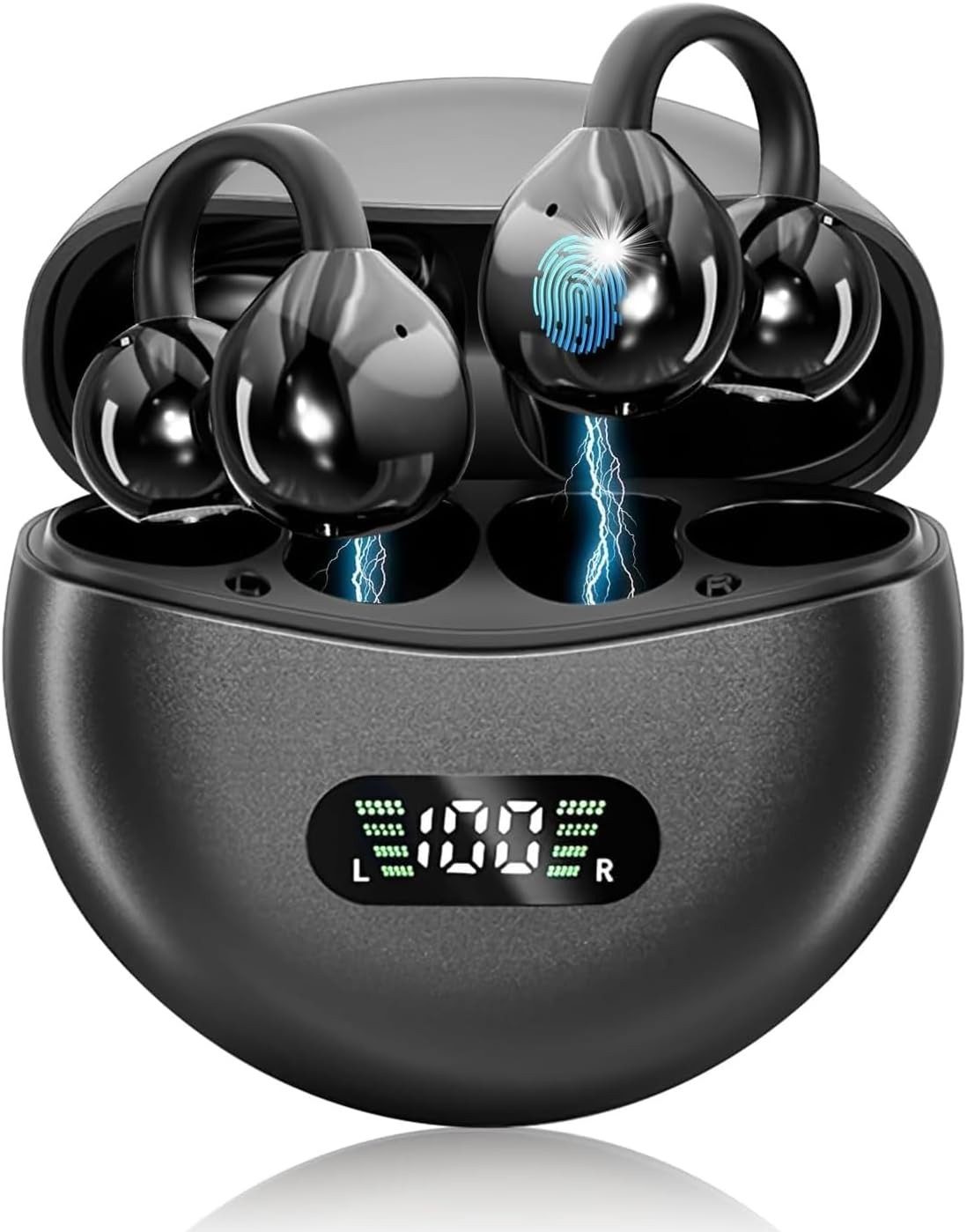 MOPUEA Bluetooth-Kopfhörer, Bluetooth 5.4-Sportkopfhörer, immersiver Bass Open-Ear-Kopfhörer (Clip-on Sport-Kopfhörer, Digitale Anzeige-LED, für Sport/Fitness)