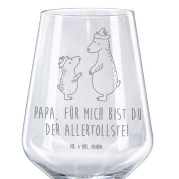 Mr. & Mrs. Panda Rotweinglas Bären mit Hut - Transparent - Geschenk, Papa, Rotweinglas, Schwester, Premium Glas, Luxuriöse Gravur