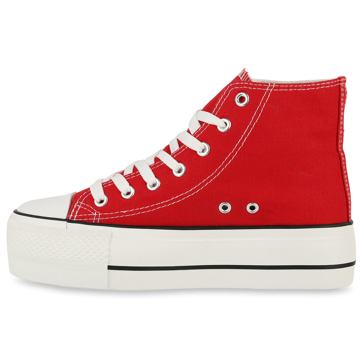 VAN HILL 842207 Plateausneaker Damen Plateau Sneaker - High-Top Stoffschuhe im Retro-Style