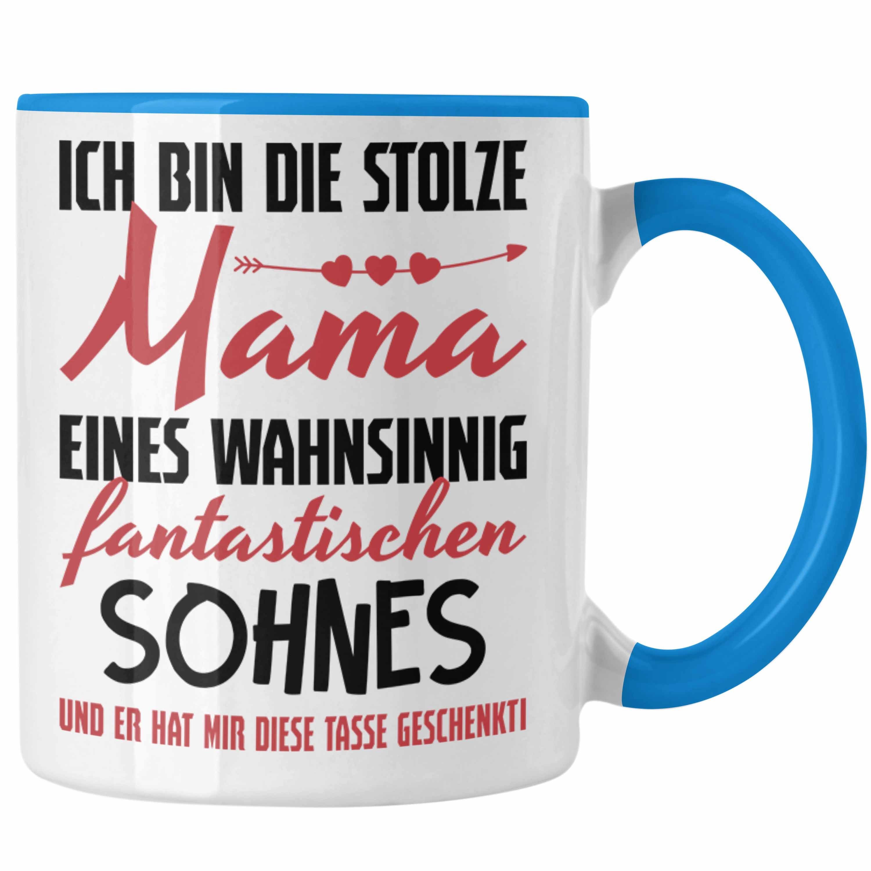 Trendation Tasse Trendation - Mama Geschenk von Sohn Tasse Geschenkidee Muttertag Kaffeetasse Spruch Blau