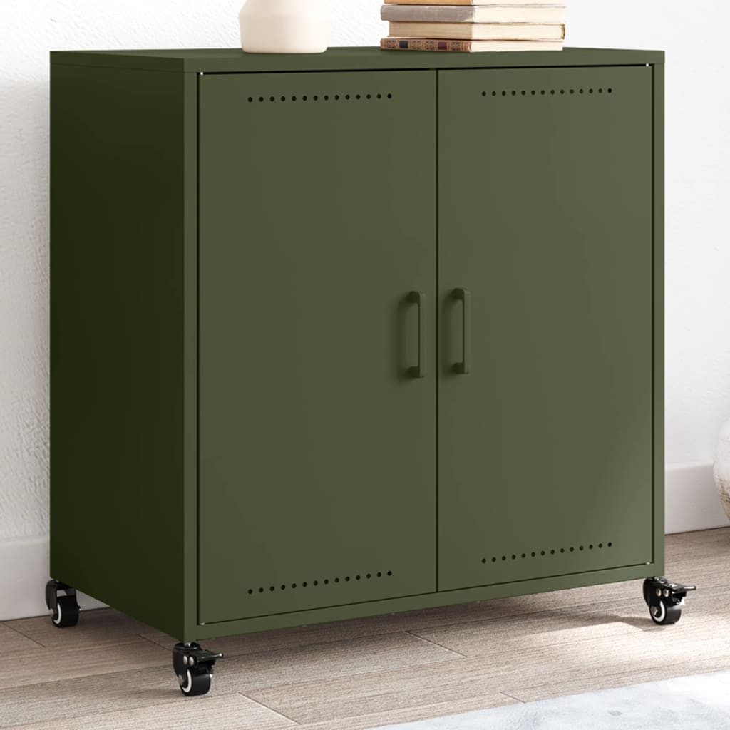 vidaXL Sideboard Sideboard Olivgrün 68x39x72 cm Stahl (1 St)