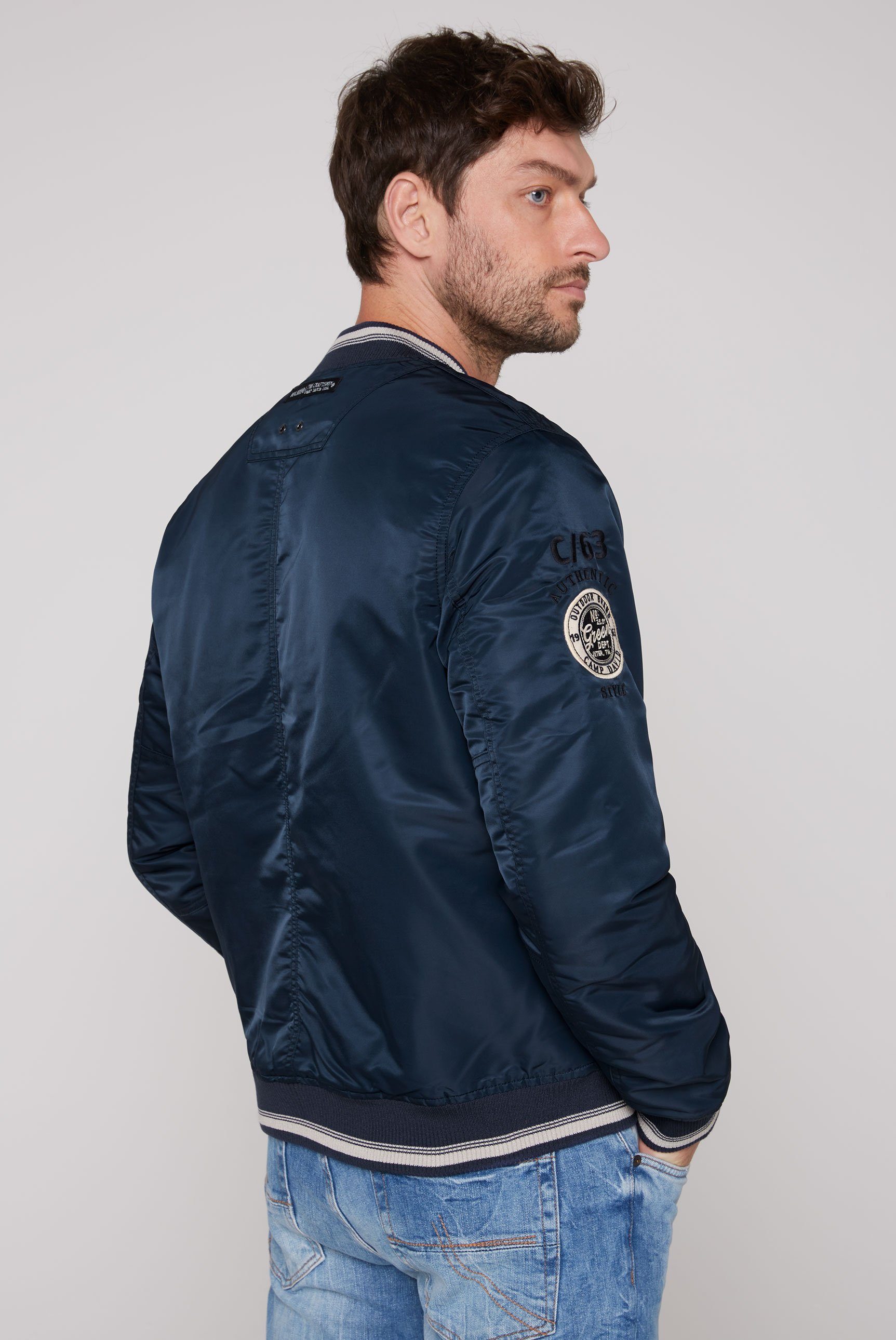 CAMP DAVID Blouson mit teal Frottee-Logo dark großem