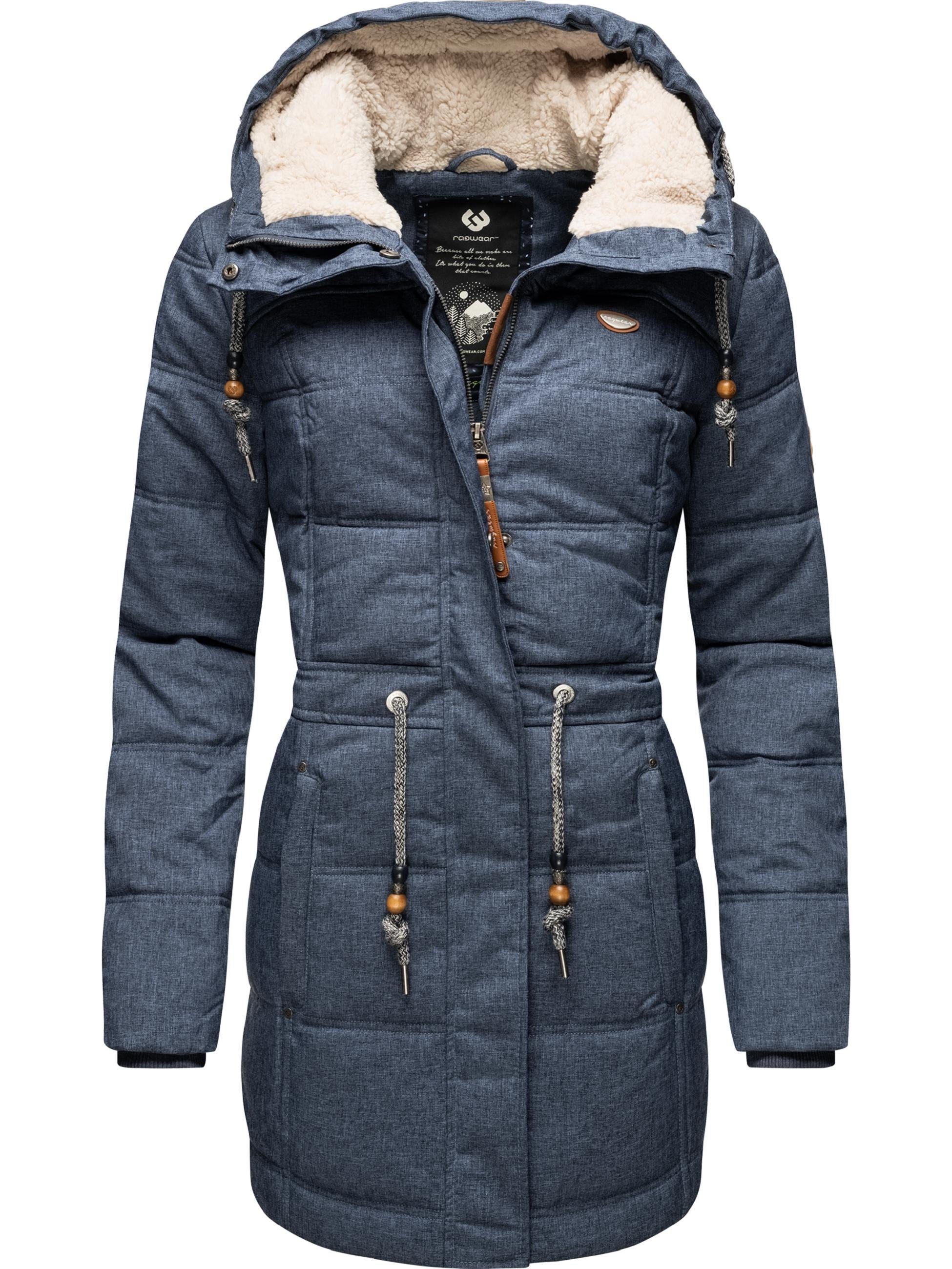 Ragwear Wintermantel Ashani Puffy stylischer Winterparka mit gefütterter Kapuze