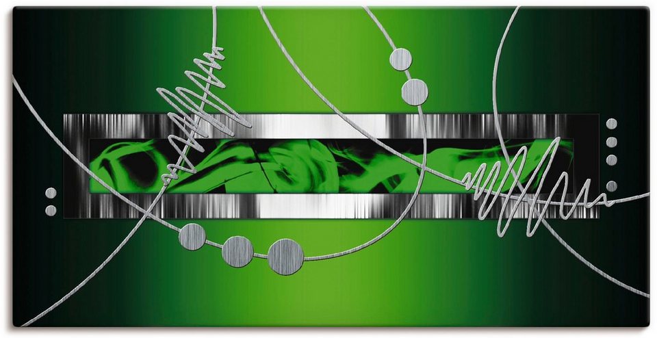 Artland Wandbild Silber abstrakt auf Grün, Gegenstandslos (1 St), als  Alubild, Leinwandbild, Wandaufkleber oder Poster in versch. Größen