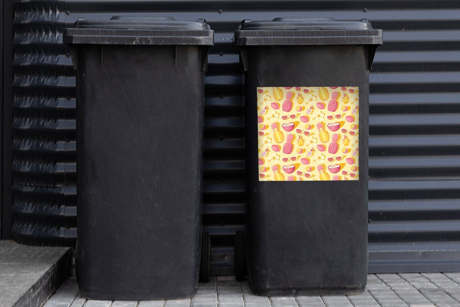 St), Abfalbehälter Wandsticker Mülleimer-aufkleber, - Sticker, Mülltonne, MuchoWow Ananas Sommer Gelb (1 - Container,