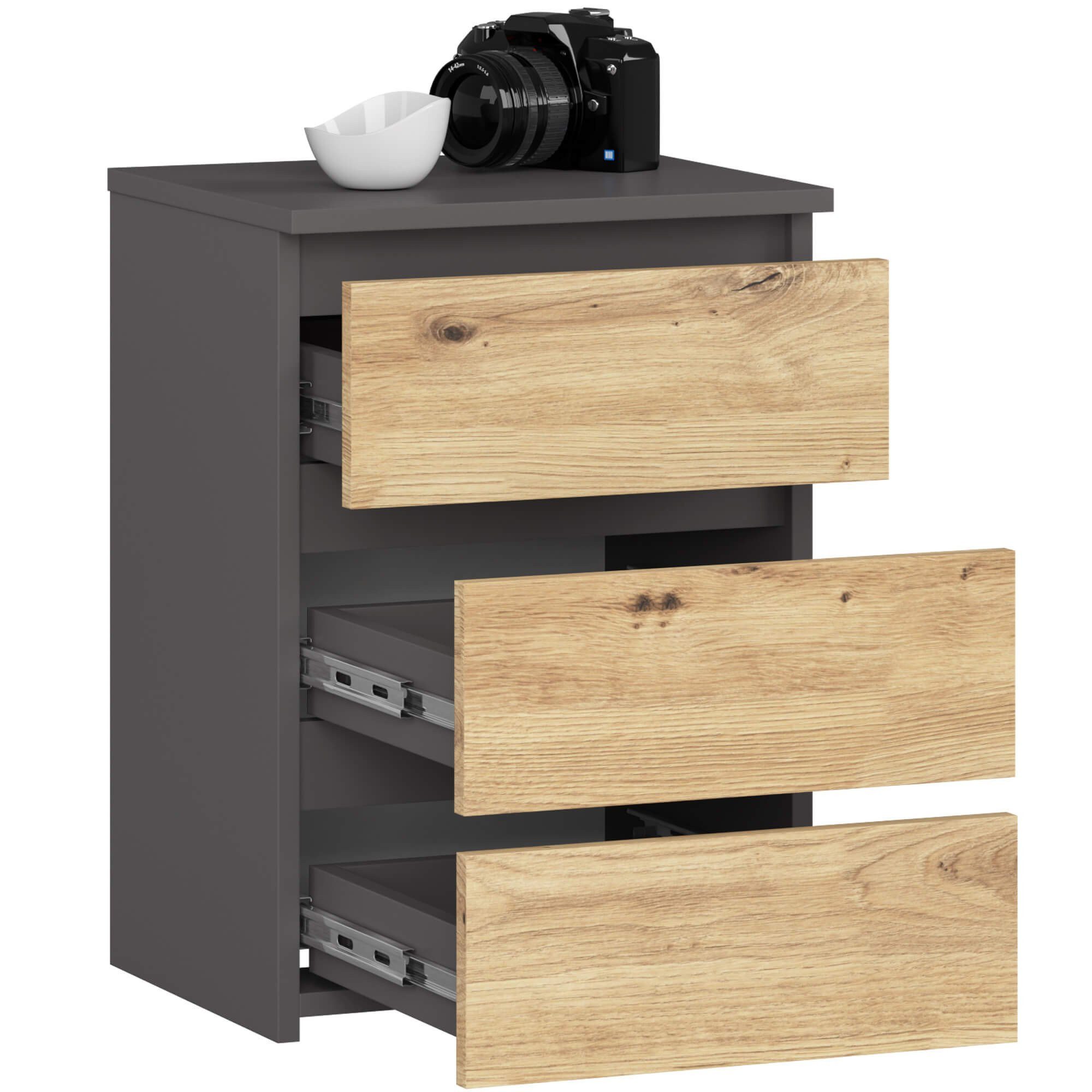 Raumhirsch Furniture Kommode mit 3 Schubladen 40 cm breit Holz Schrank, (viele Farbvarianten - Maße: 40 x 57 x 35 cm) - Hochwertig & stabil