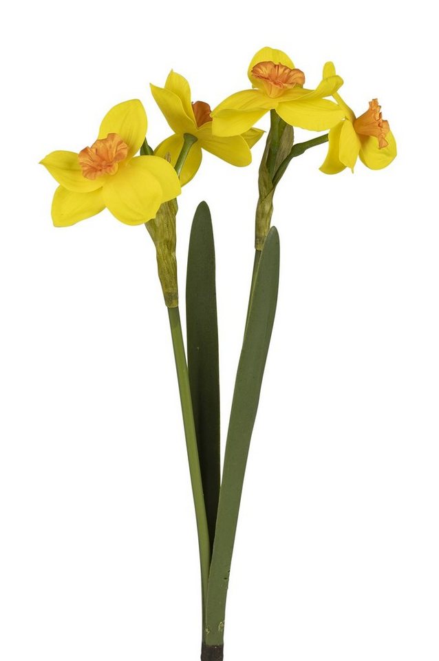 Kunstblume künstlicher blühende Narzissen gelb Osterdeko 40cm Kunstpflanze,  dekojohnson, Höhe 40 cm