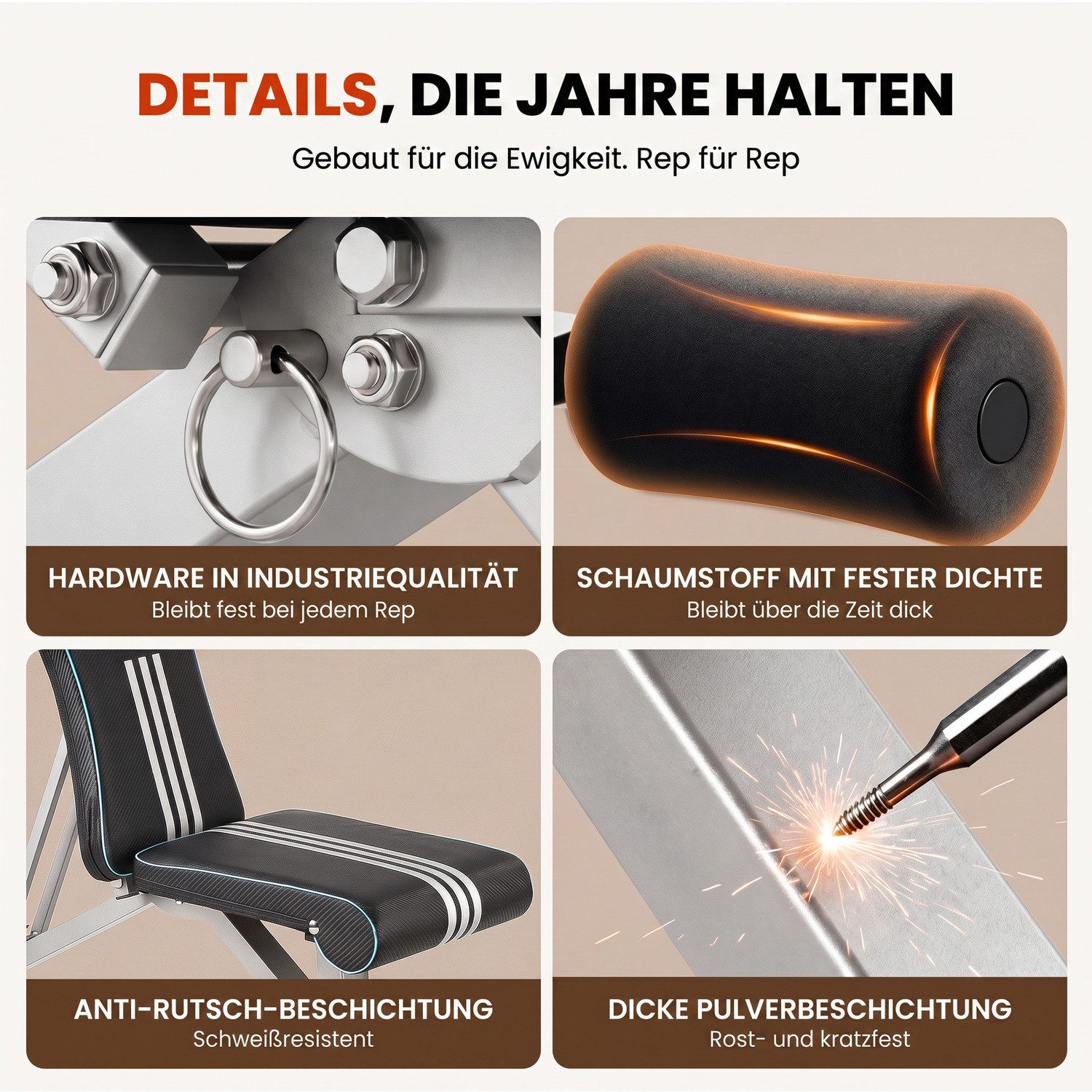 kehot Hantelbank Klappbare Hantelbank mit Verstellbarer Rückenlehne für Heimtraining, (Multifunktionsbank für Brust-, Bauch- und Schultertraining, Inklusive Trainingsbänder für zusätzliche Übungen), Bis 200 kg belastbar für Home Gym und Krafttraining