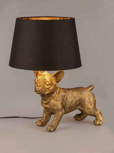formano Schreibtischlampe Stehende Hundelampe Gold 47cm x 32 cm aus Kunststein, wechselbar, Dekolampe