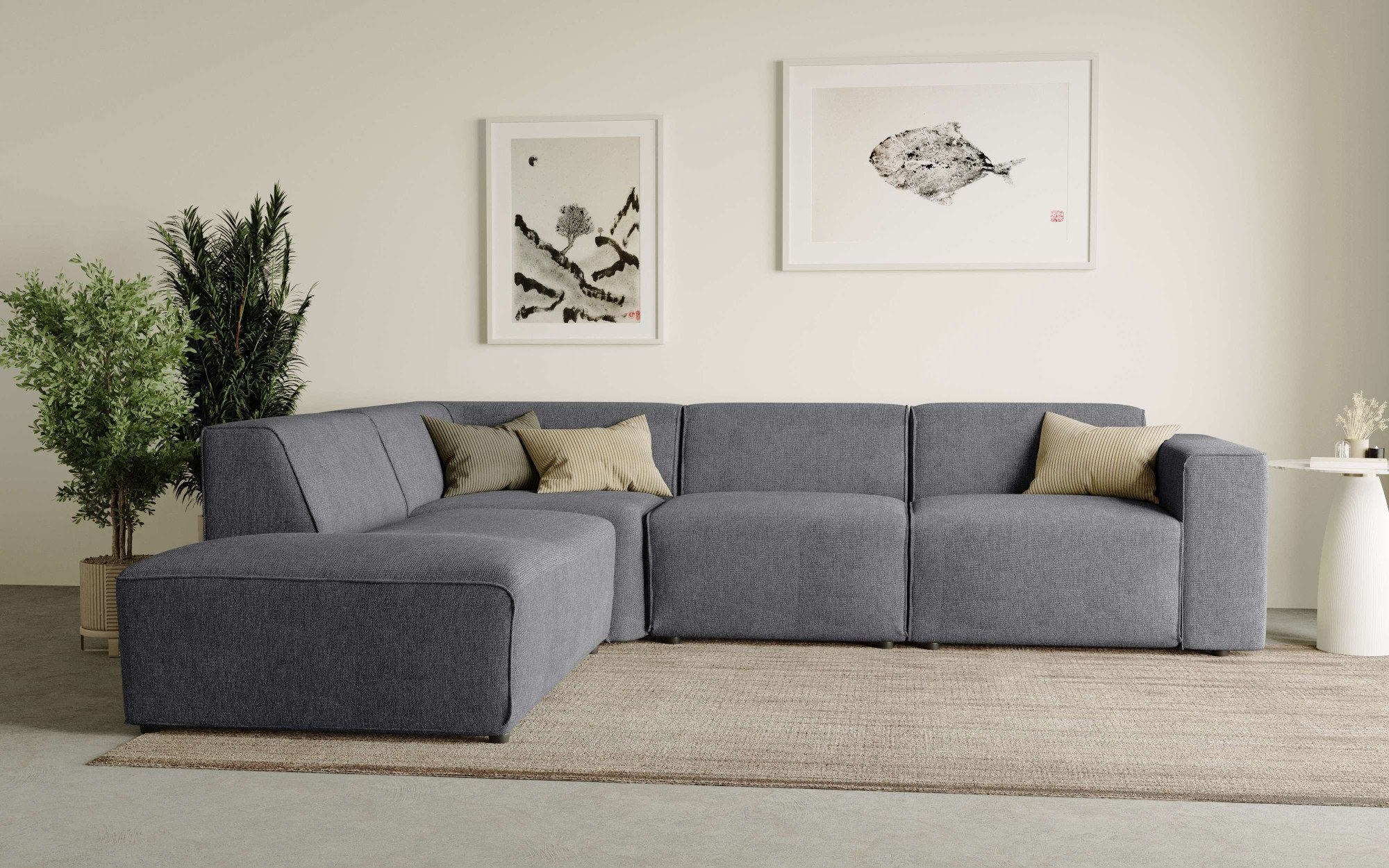 Home affaire Ecksofa "Noord mit Kedernaht, Breite 282 cm, L-Form" Webstoff, günstig online kaufen