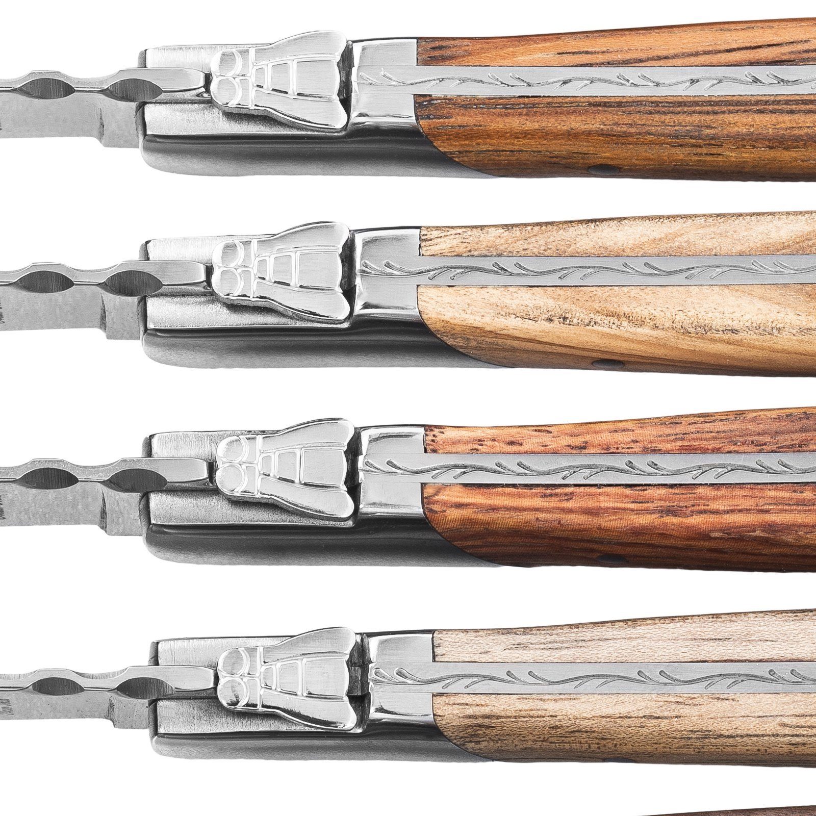 Laguiole Style de Vie Steakmesser LAGUIOLE STEAKMESSER "MISCHHOLZ", 6 Holzarten, 6 Messer im Etui (6 Stück)