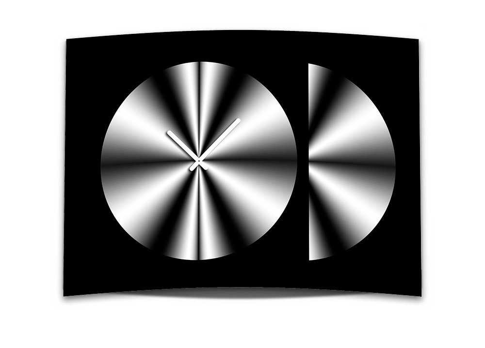 dixtime Wanduhr Wanduhr XXL 3D Optik Dixtime schwarz weiß Kreis 50x70 cm leises Uhrwer (Einzigartige 3D-Optik aus 4mm Alu-Dibond)