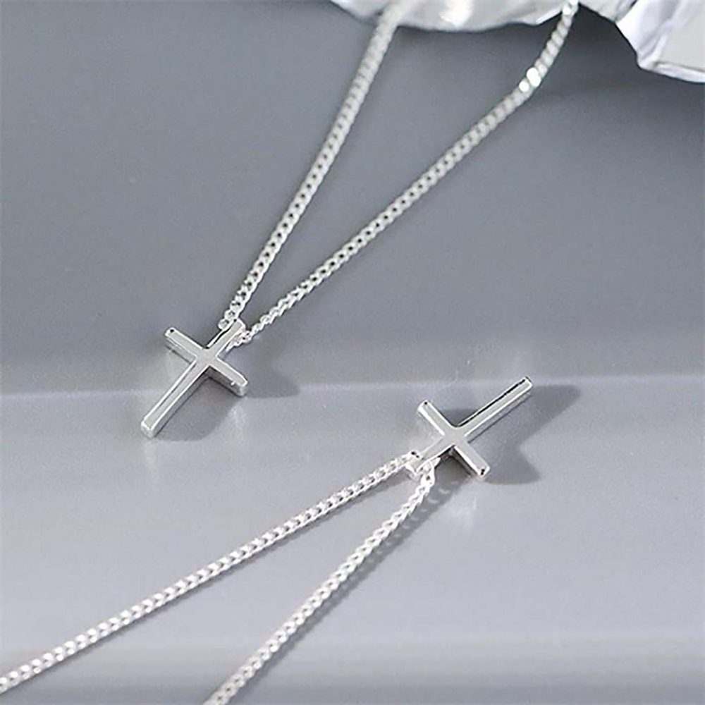 925 Kreuz-05 mit Kette Anhänger Anhänger, Halskette Halskette Silber Fancifize Kreuz Anhänger Sterling Geschenkbeutel), (inkl. 40+3cm