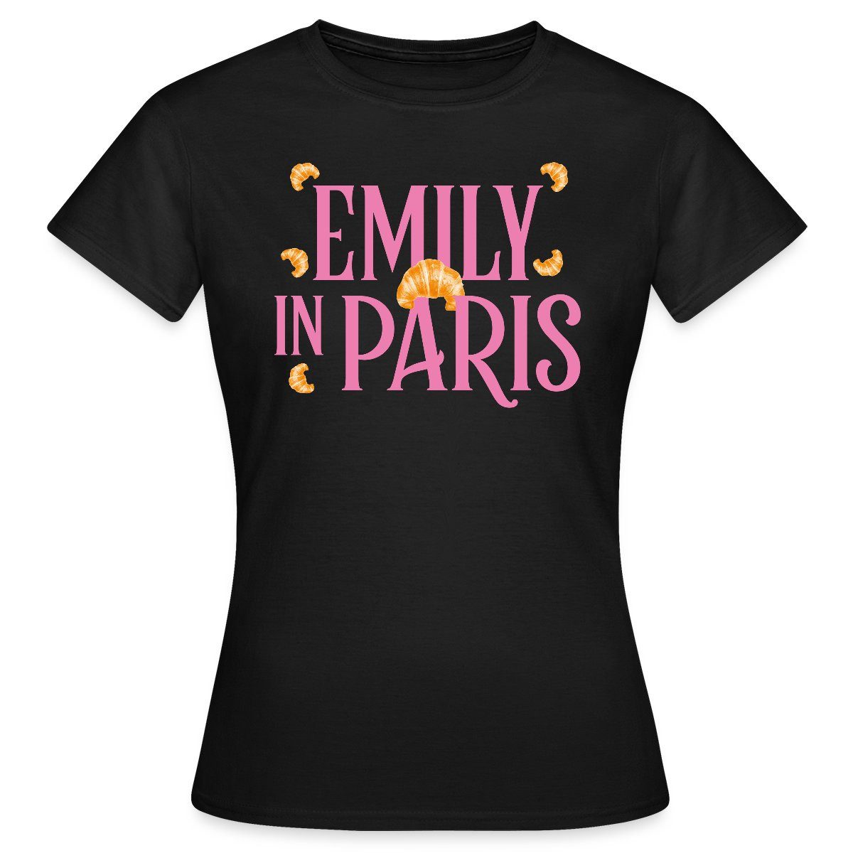 T-Shirt Emily In Paris Logo Mit Croissants Frauen T-Shirt