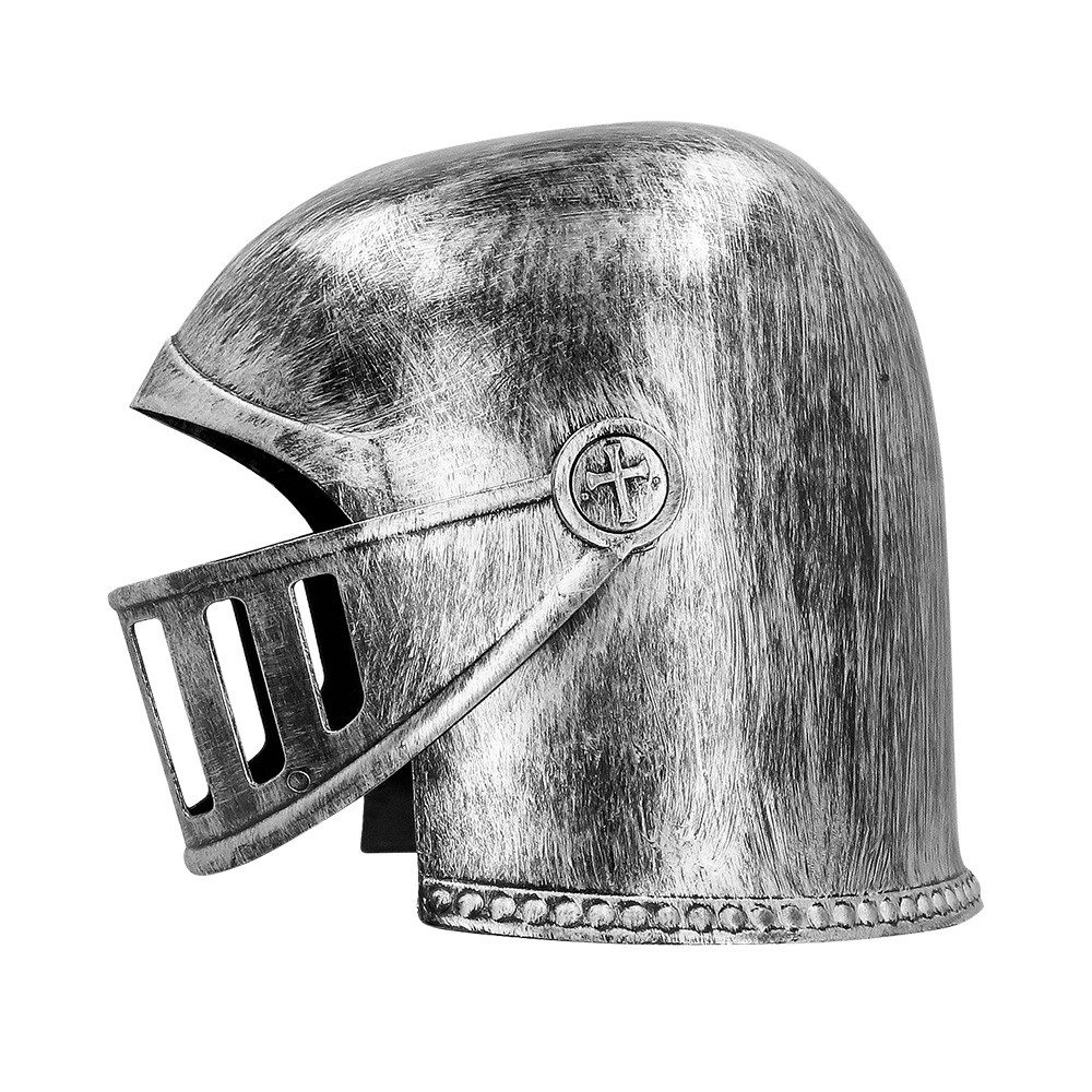 Boland Ritter-Kostüm Kinderhelm Ritter Deluxe silberfarben Helm für Jungen Kostüm-Zubehör, verstellbar - mit beweglichem Visier