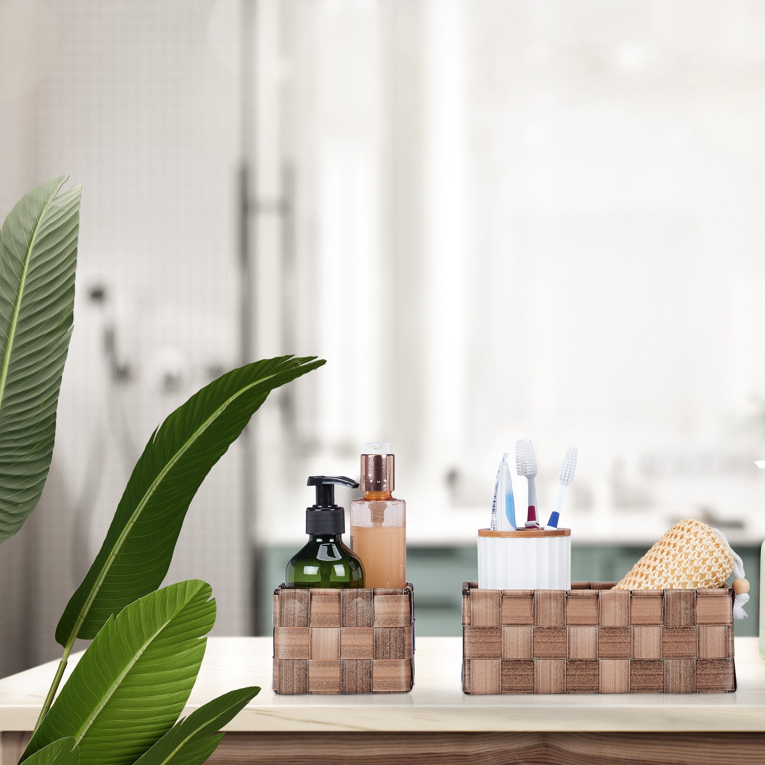 relaxdays Aufbewahrungskorb 8 tlg. Set geflochte, braun günstig online kaufen