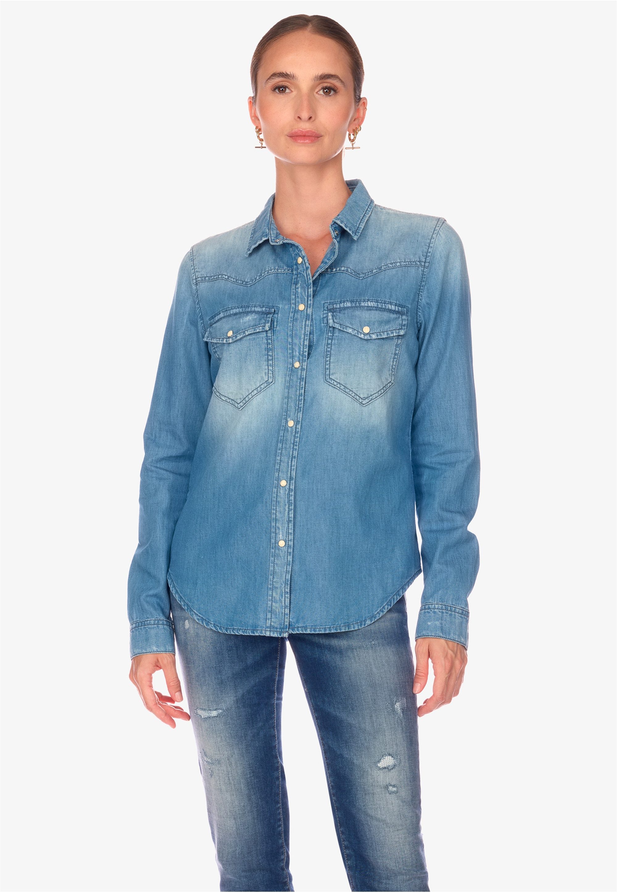 Le Temps Des Cerises Jeanshemd JUANITA mit klassischem Kragen günstig online kaufen