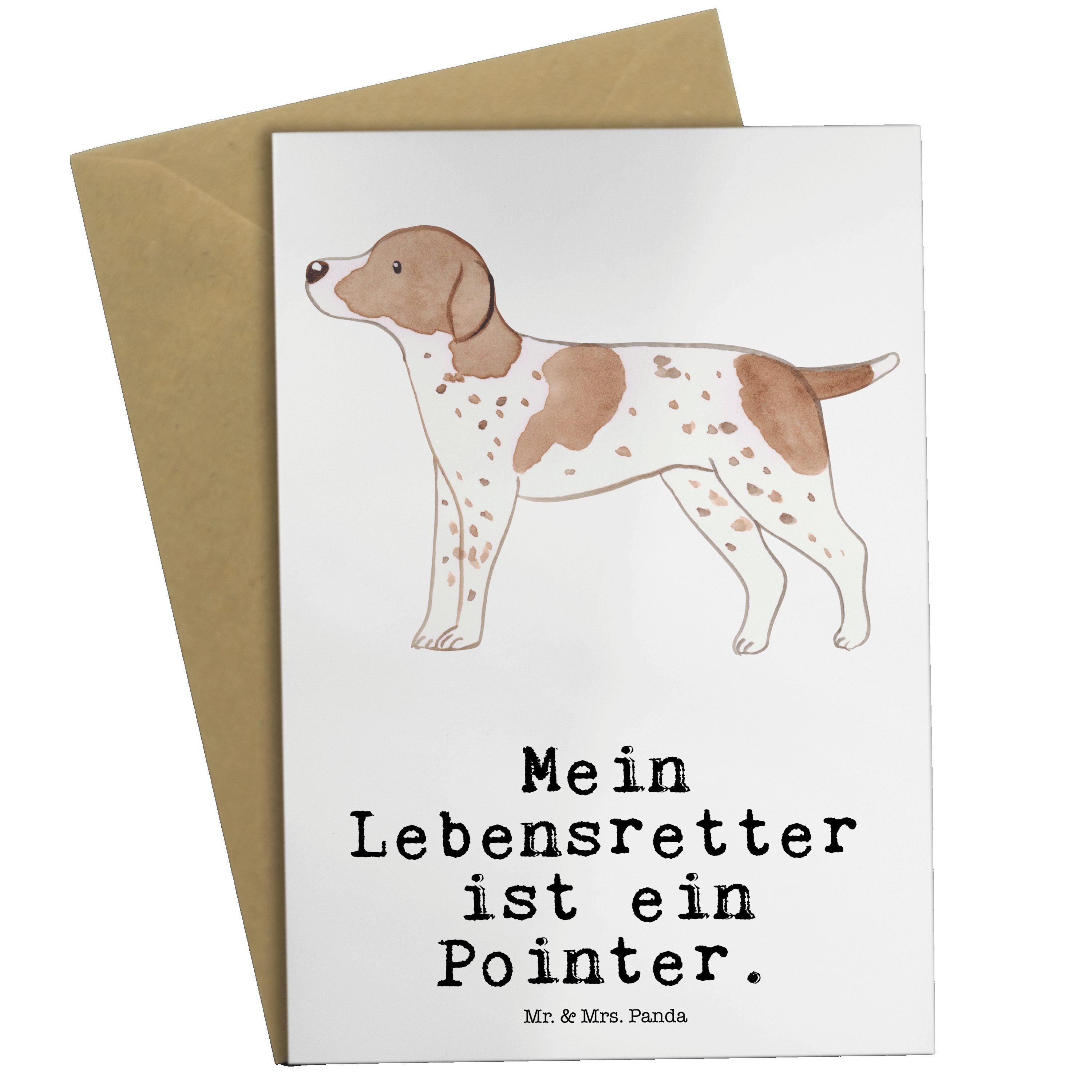 Mr. & Mrs. Panda Grußkarte Pointer Lebensretter - Weiß - Geschenk, Hundebesitzer, Karte, Klappka