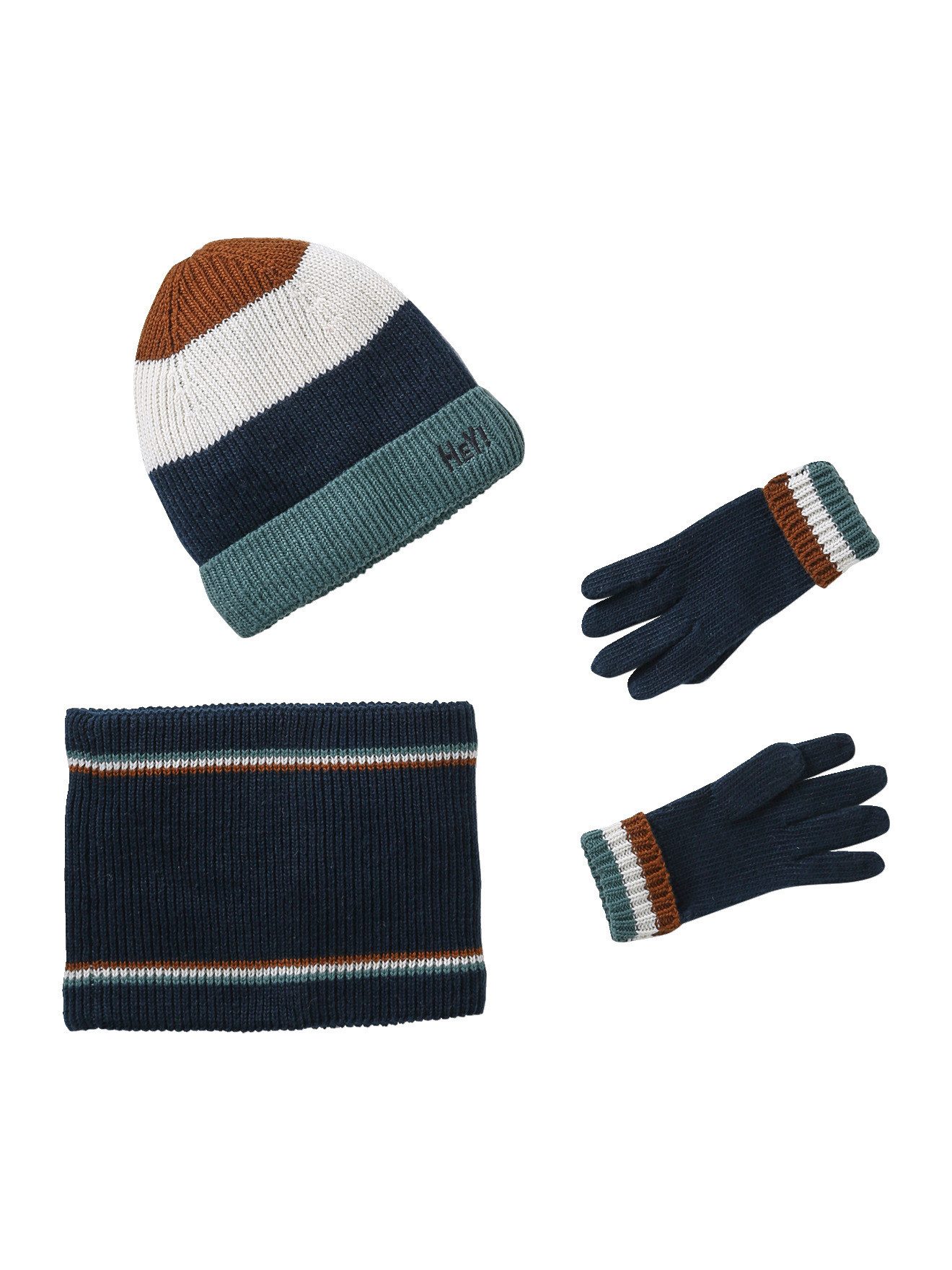 vertbaudet Mütze & Schal Jungen Set aus Mütze, Snood und Handschuhe HEY