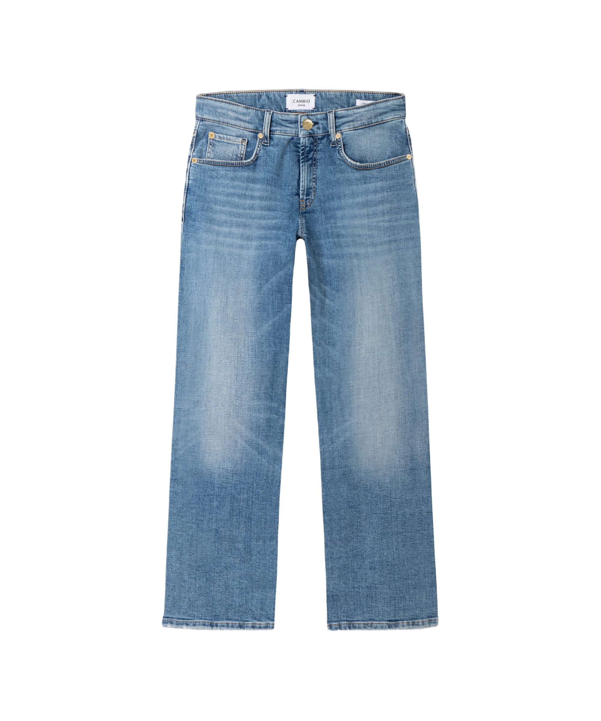 Cambio Straight-Jeans blau,Casual,Baumwolle,Unifarben,Straight Leg,Hoch