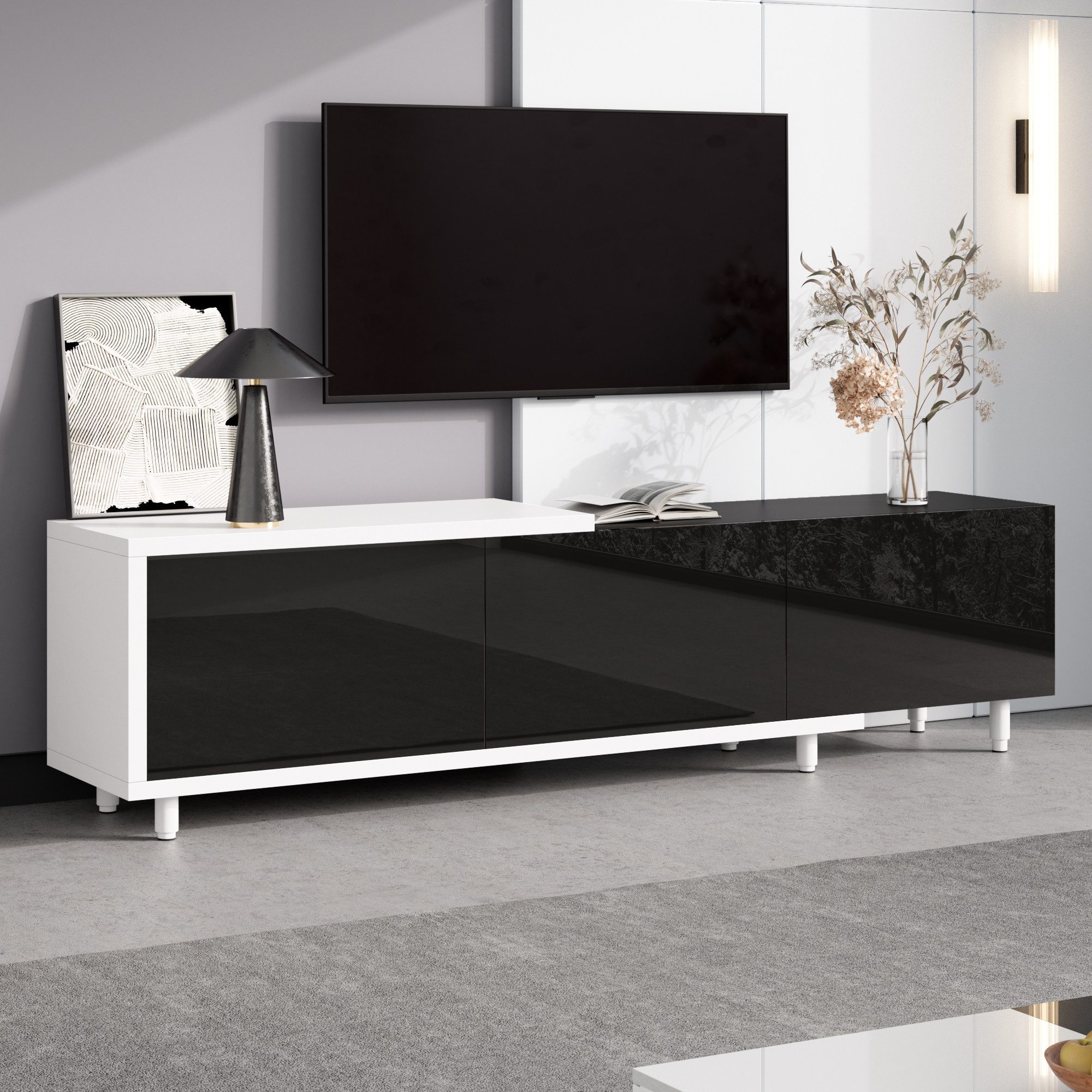 Lowboard Ausziehbarer TV-Schrank 258x38x48,5 cm