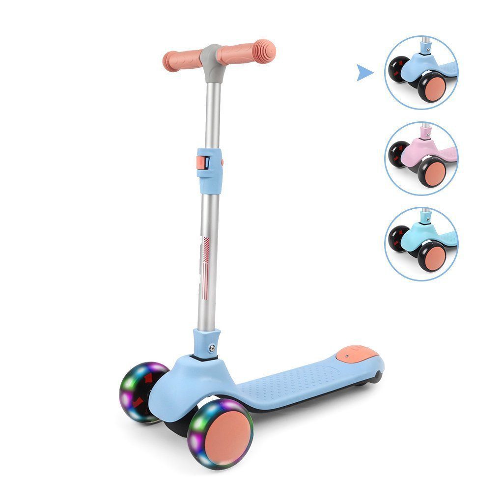Dreiradscooter Kinder Scooter mit höhenverstellbarem Lenker und LED-Rädern, faltbarer
