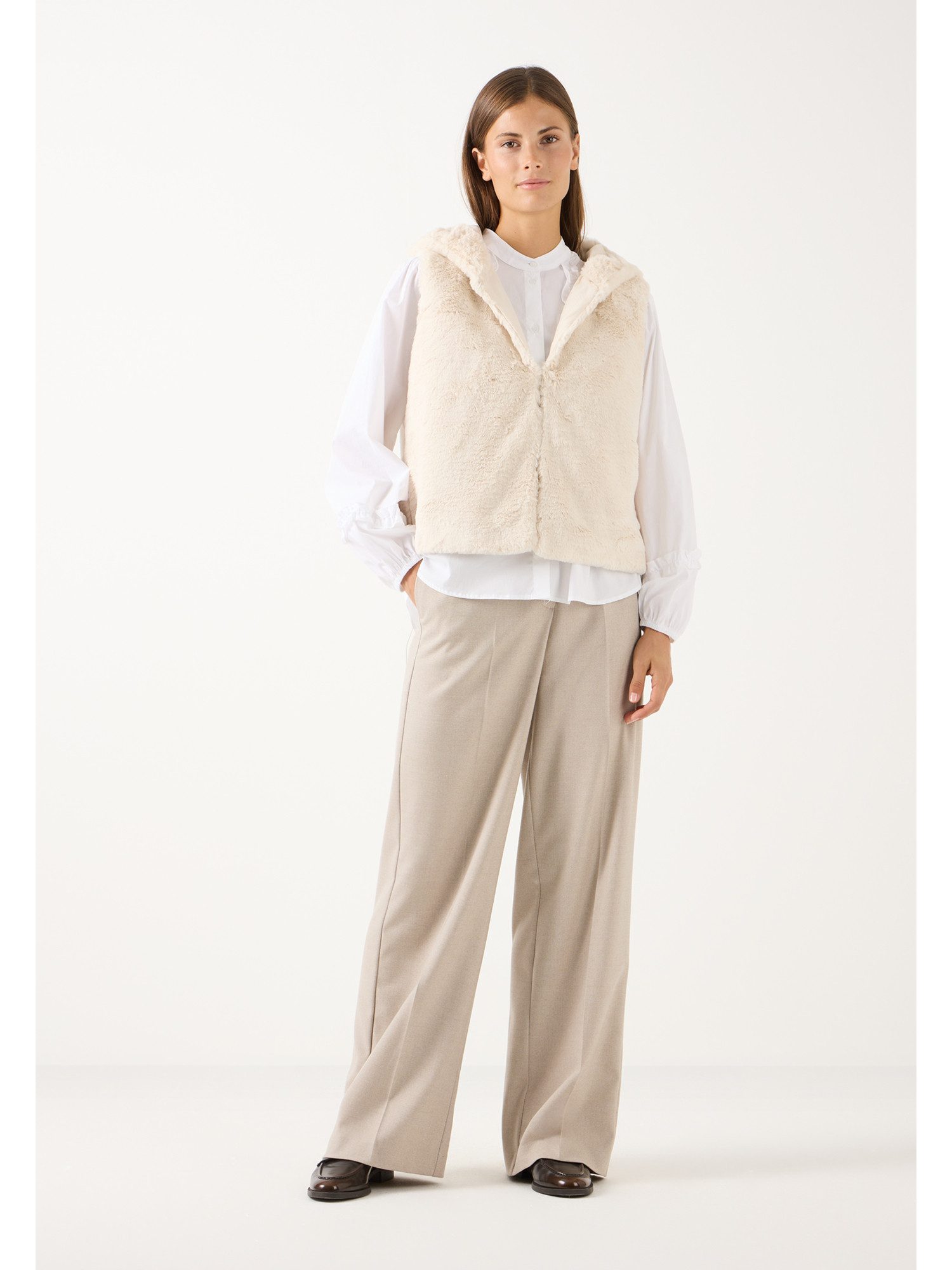 MORE&MORE Langarmbluse romantische, feminine Rüschenbluse