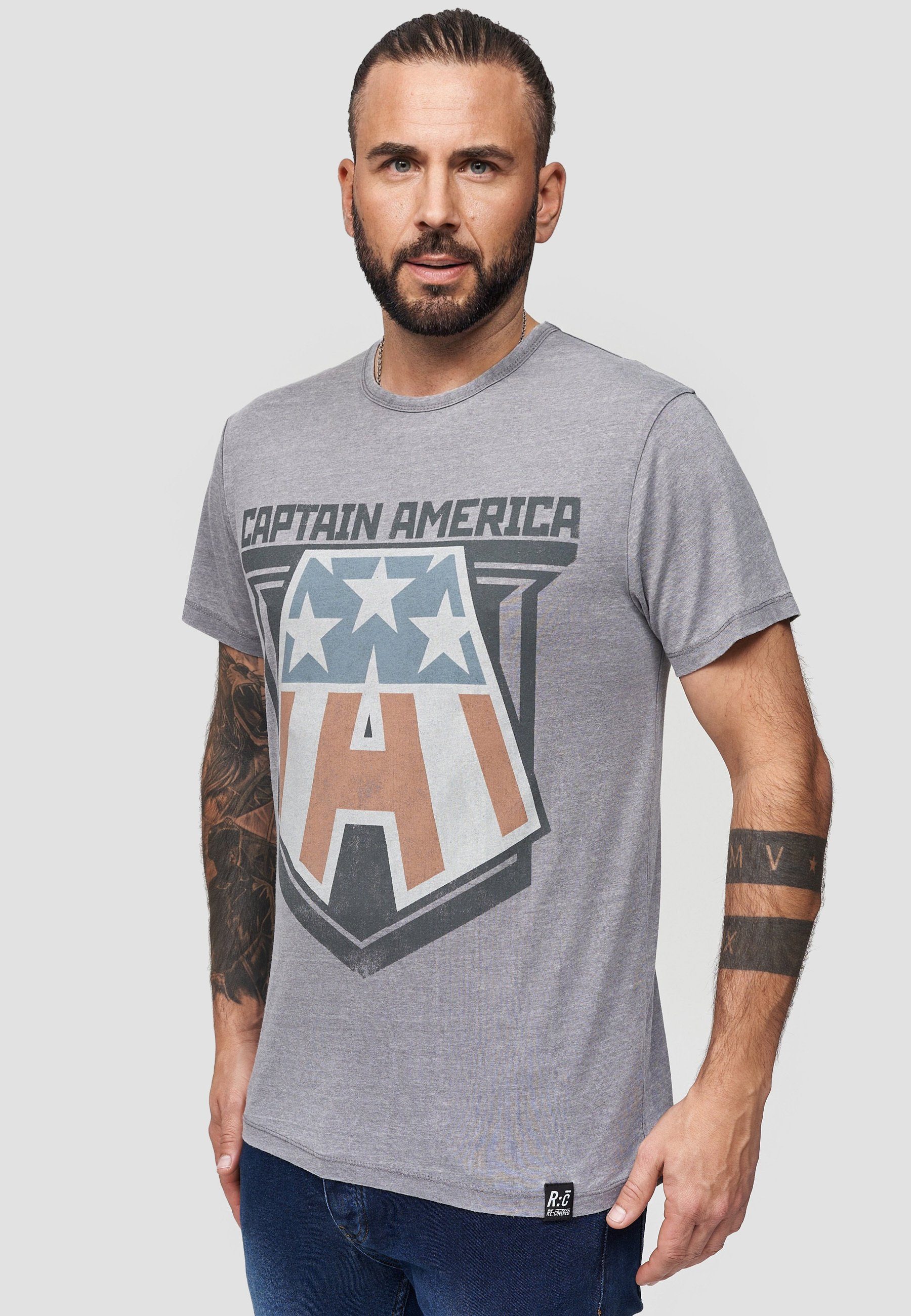 Recovered T-Shirt Marvel Badge zertifizierte GOTS Captain Bio-Baumwolle America