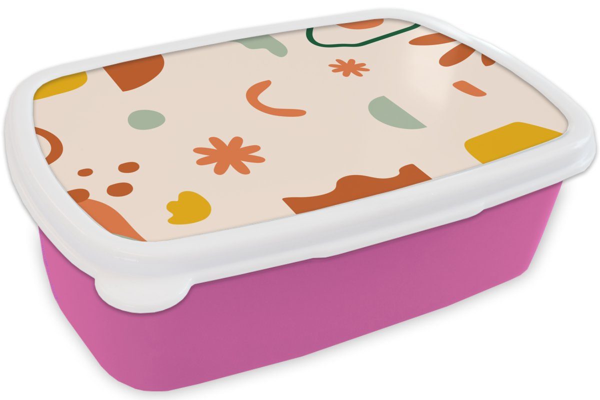 Muster für rosa Mädchen, Kunststoff, Blumen, Brotdose Erwachsene, - - (2-tlg), Formen MuchoWow Brotbox Kunststoff Snackbox, Lunchbox Kinder,