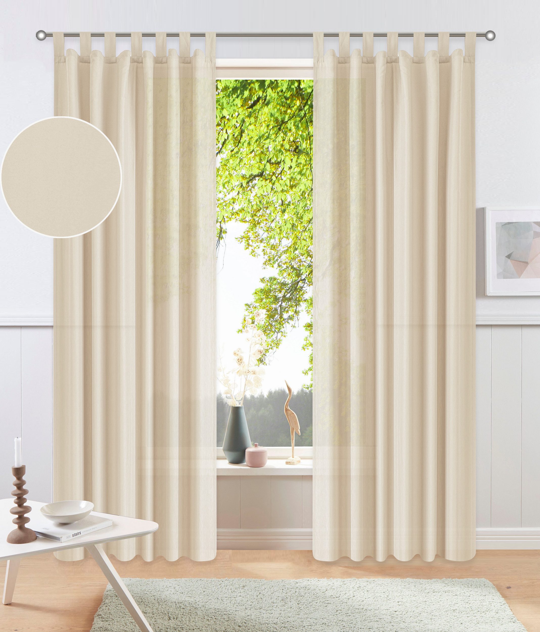 OTTO home Vorhang Parry (2 St), Schlaufen, blickdicht, Polyester, 2-er Set, blickdicht, monochrom, basic