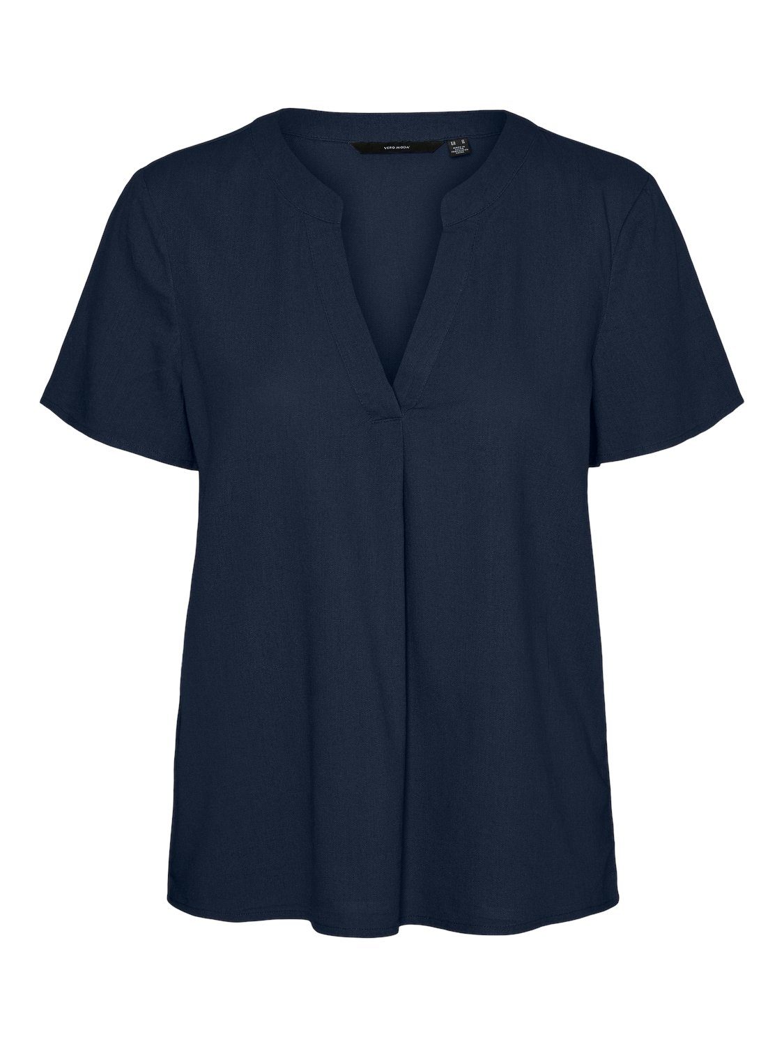 Vero Moda Blusenshirt VMMYMILO SS V-NECK TOP WVN GA mit Leinen