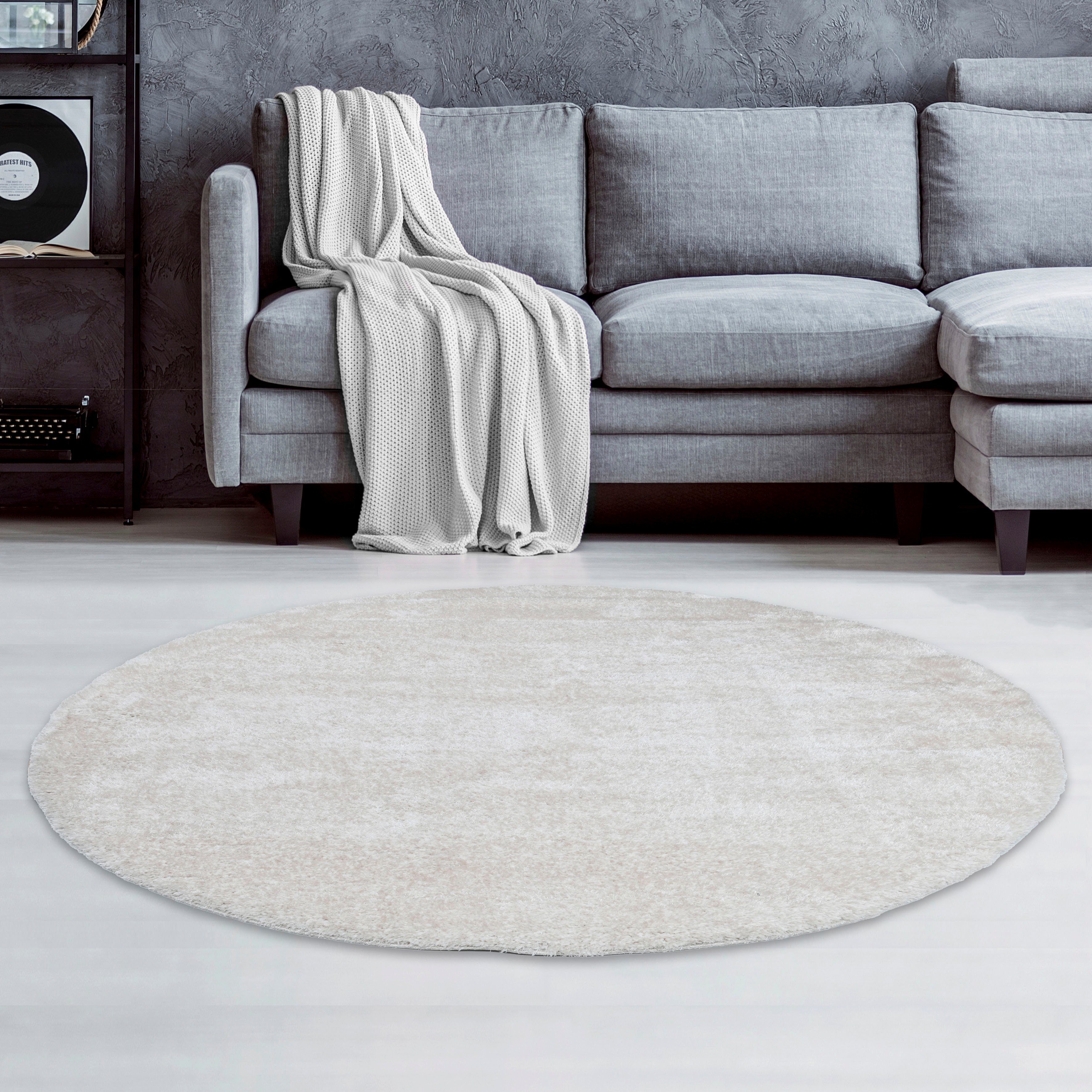 my home Hochflor-Teppich Malin, rund, Höhe: 43 mm, Uni-Farben, leicht glänz günstig online kaufen