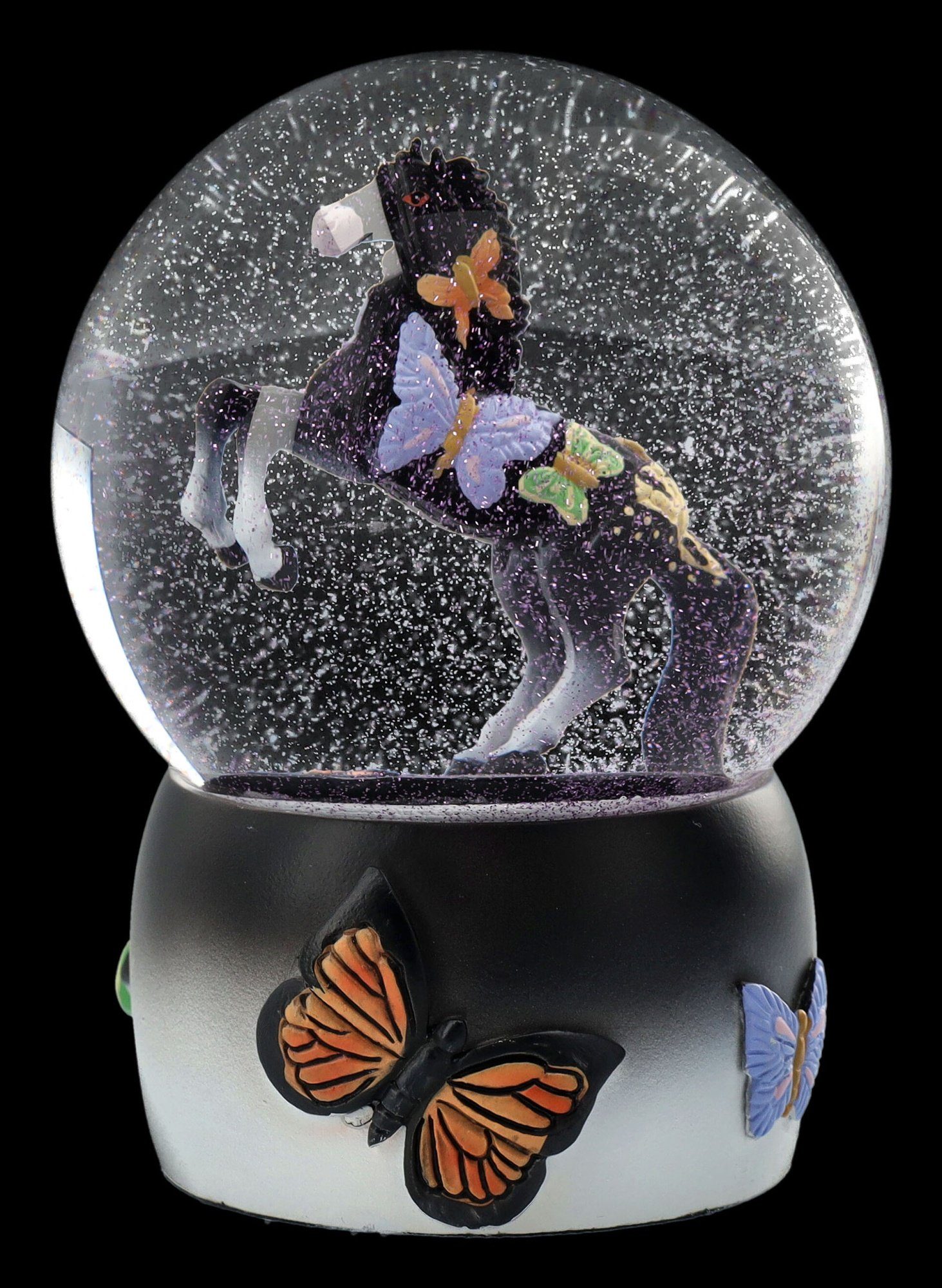 Figuren Shop GmbH Schneekugel Schneekugel Pferd - Black Beauty - Dekoration Pferdefigur Tierdeko