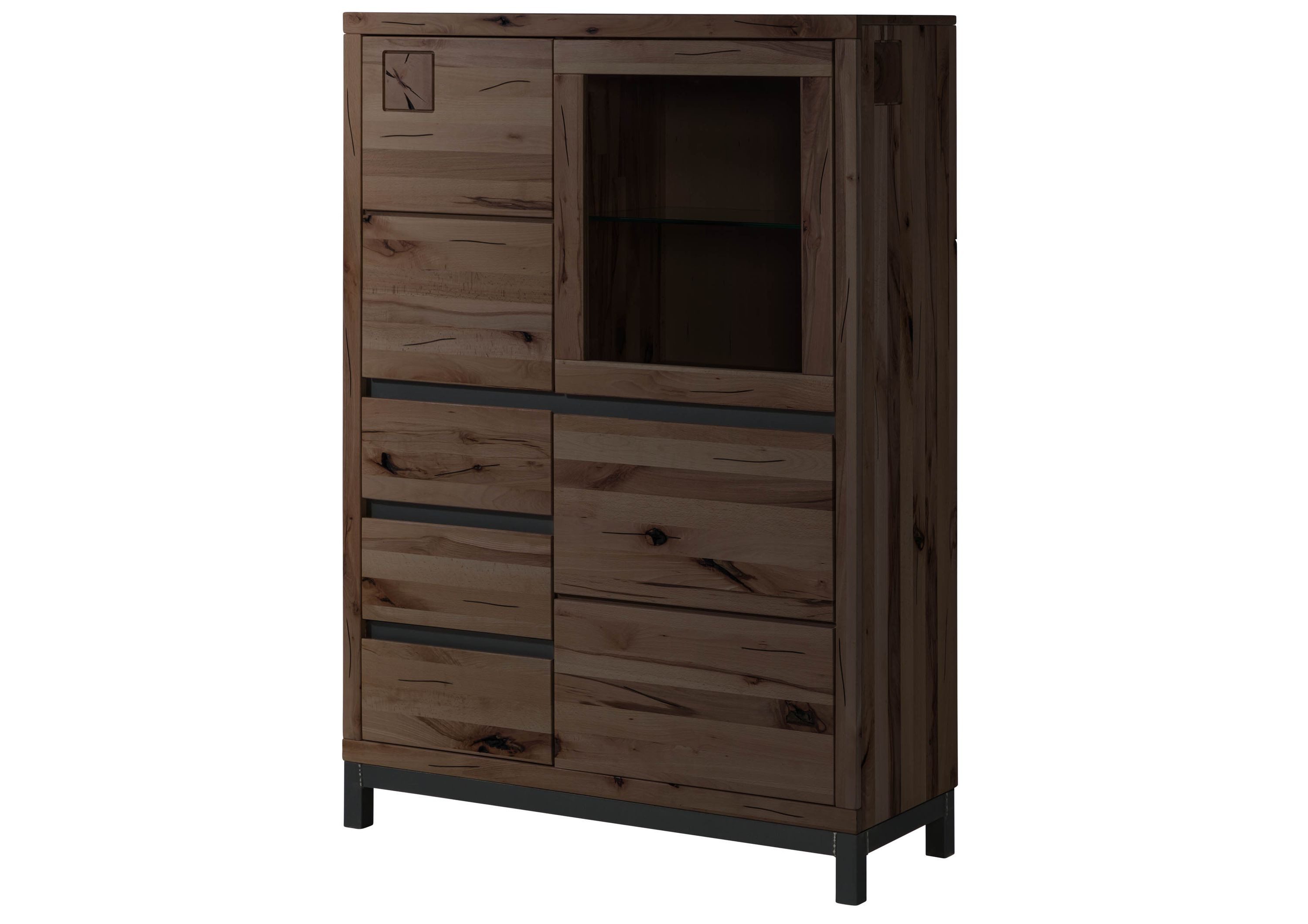 Massivmoebel24 Highboard VILLANDERS (Massivholz), Kernbuche 103x40x148 tabacco braun geölt VILLANDERS #206