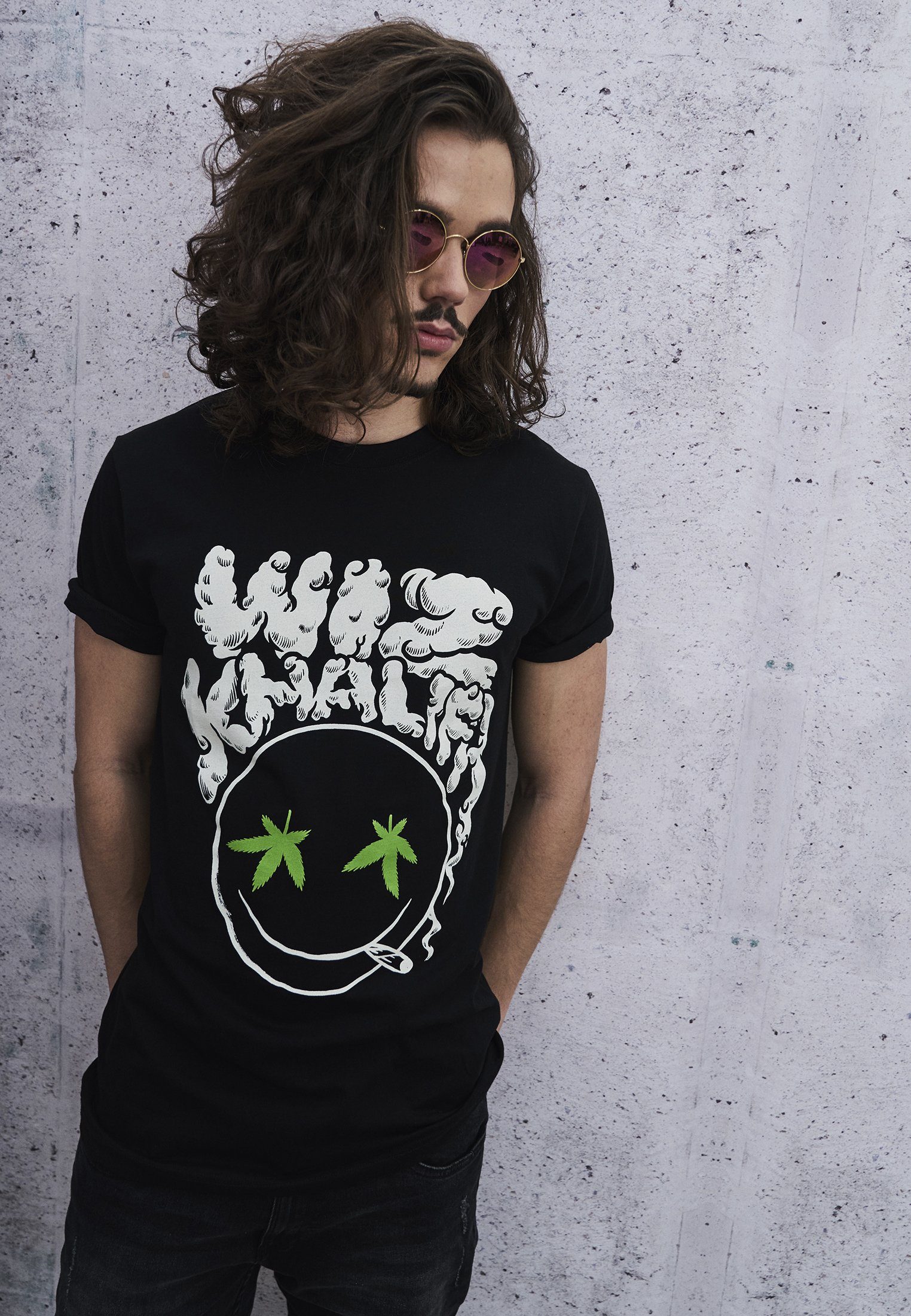 black Smokey Smiley Herren Khalifa Tee T-Shirt MisterTee Smokey MT637 (1-tlg) Wiz Khalifa Wiz
