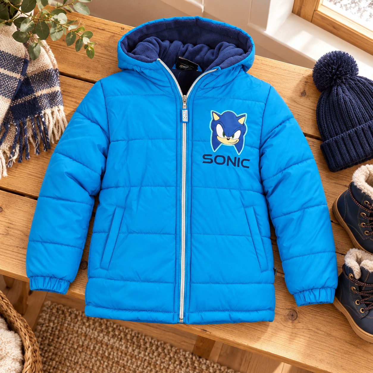 Sonic The Hedgehog Winterjacke Sonic The Hedgehog Kinder Winterjacke Jungen Jacke mit Kapuze Gr. 98 bis 128 – Bild 5 von 5
