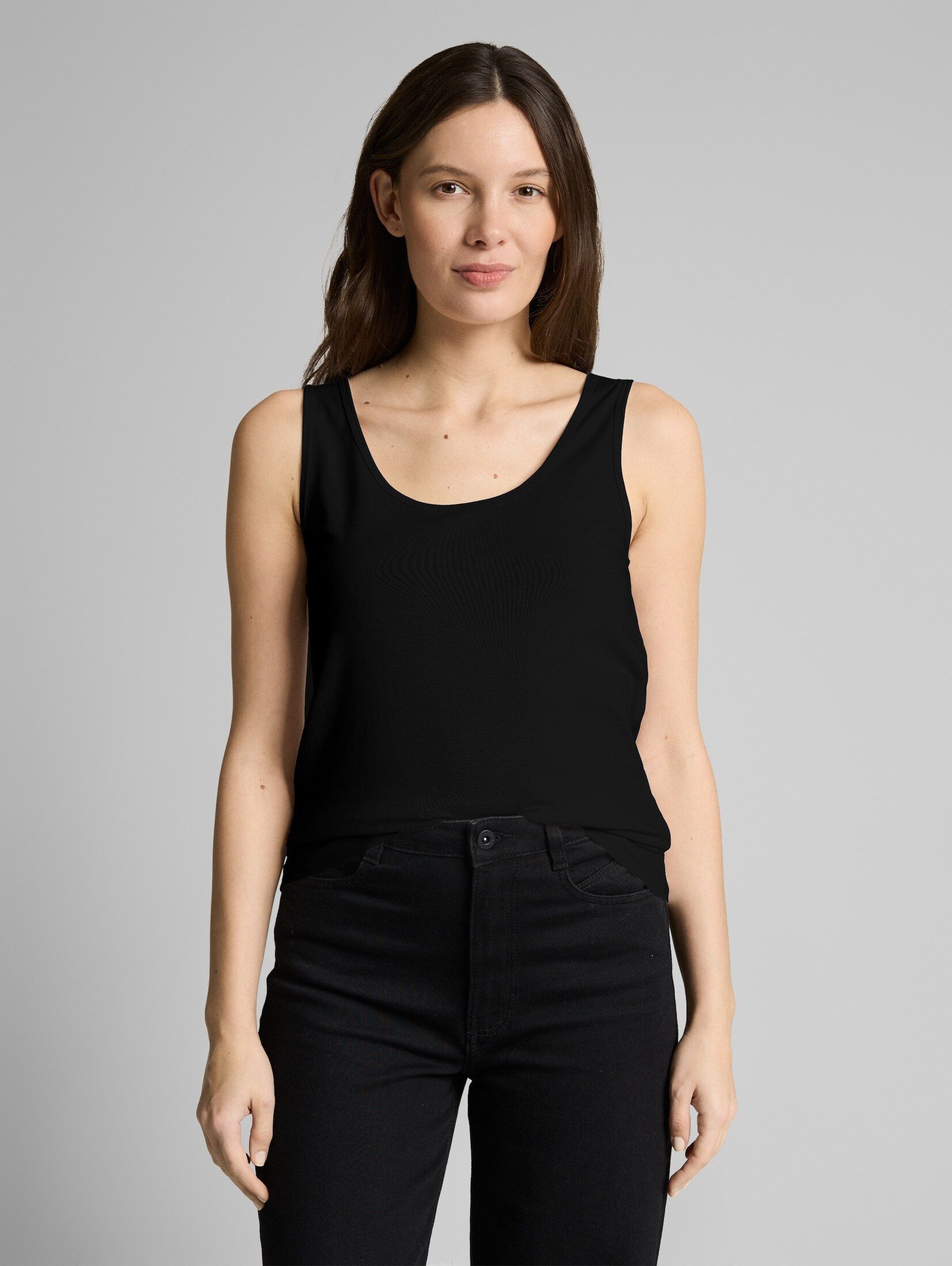 TOM TAILOR Trägertop T-Shirt (im Einserpack) Slim Fit Top mit Rundhalsausschnitt