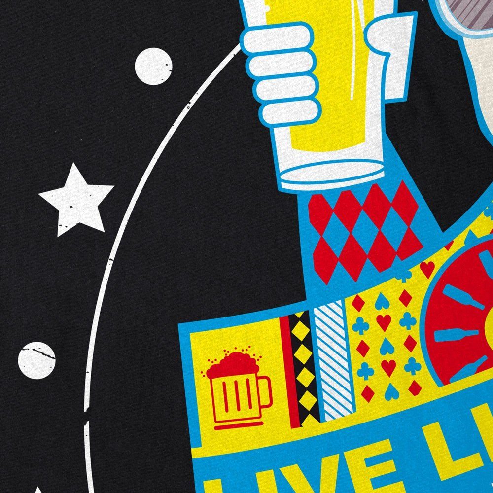 vegas King chow casino las Live T-Shirt a hanover bier Print-Shirt style3 beer like Herren schwarz drink