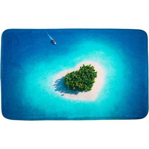 Badematte Dream Island Sanilo, Höhe 15 mm, schnell trocknend, Polyester, rechteckig, Memory Schaum