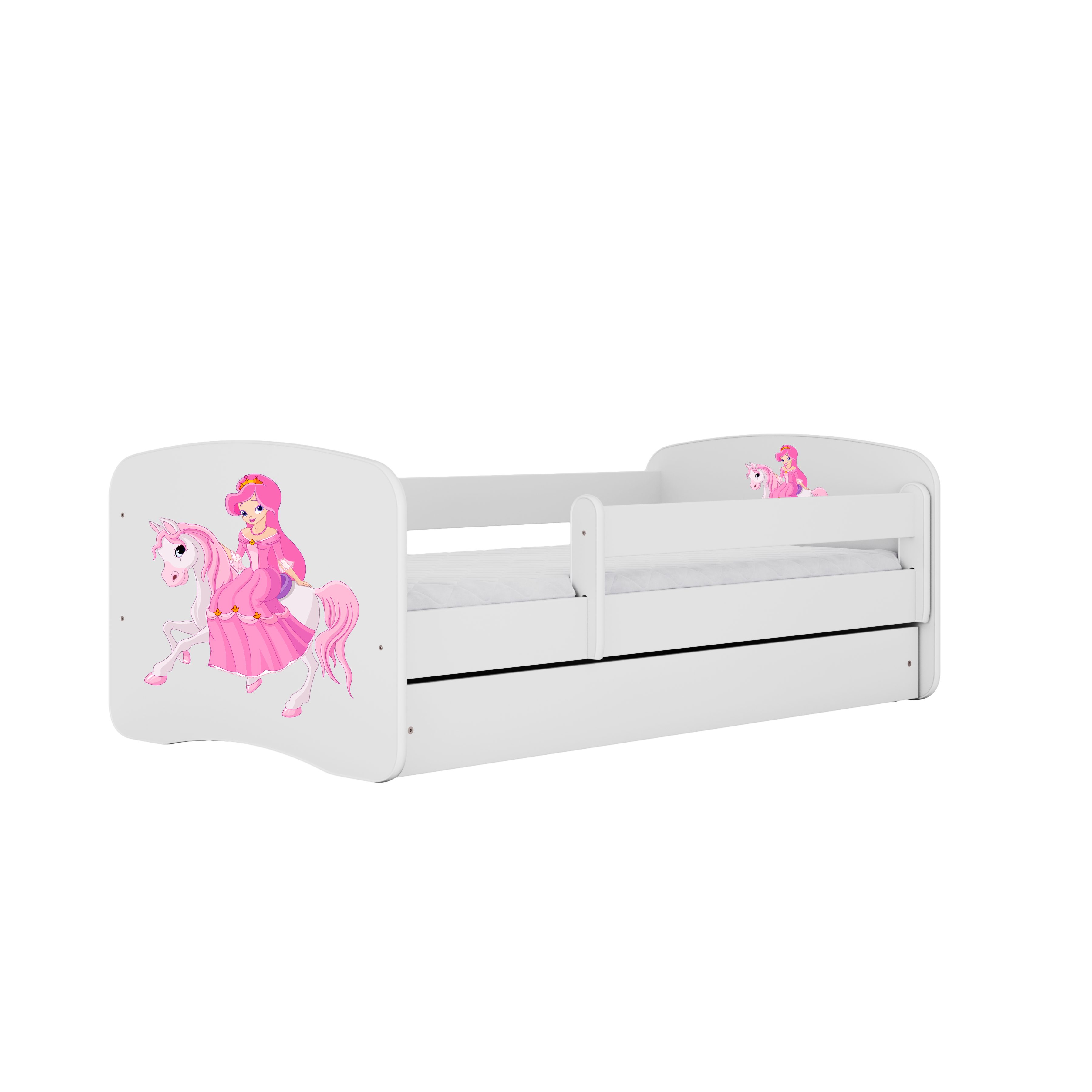 Raumhirsch Furniture Kinderbett 70x140, 80x160, 80x180 cm - Komplettset mit Matratze & Schublade (Bett für Mädchen, Einzelbett Kinder 2–12, mit Rausfallschutz & Lattenrost), verschiedene Farben & Designs