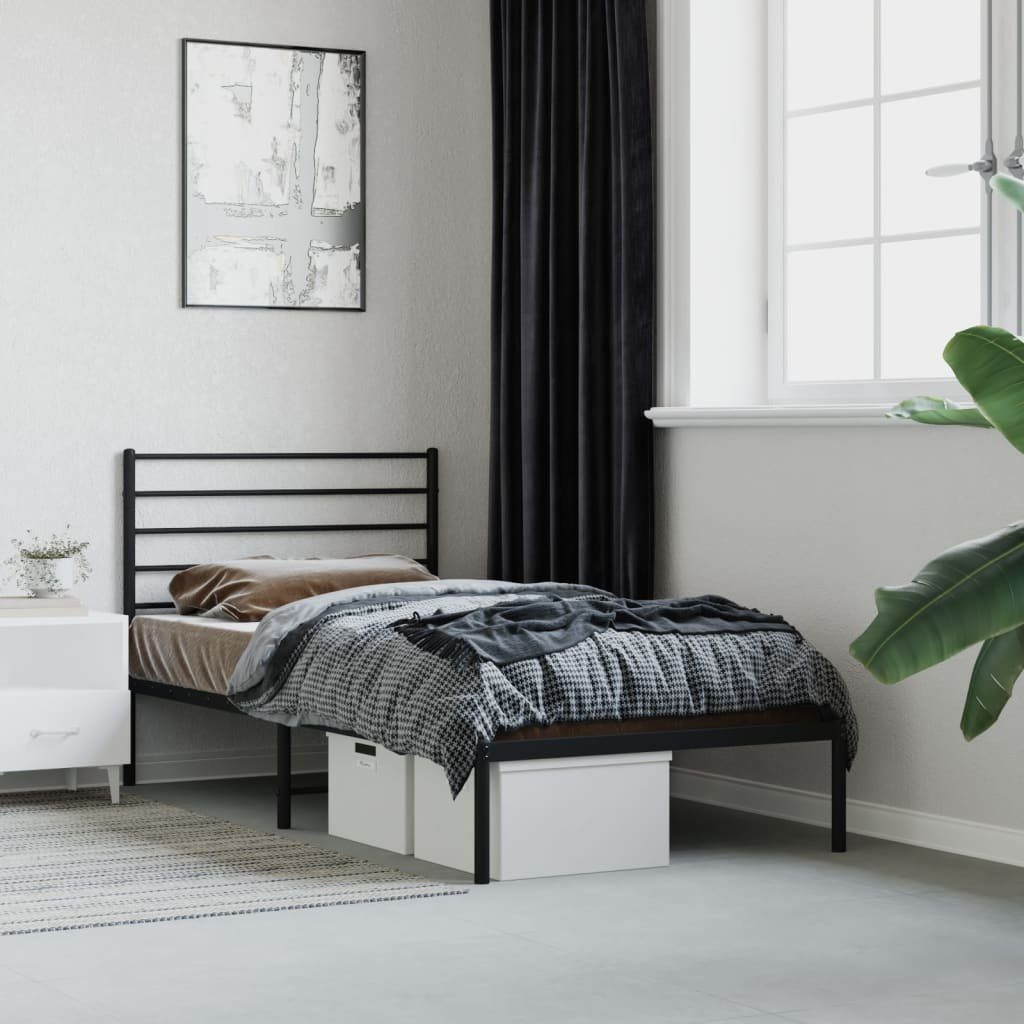 vidaXL Bett Bettgestell mit Kopfteil Metall Schwarz 80x200 cm