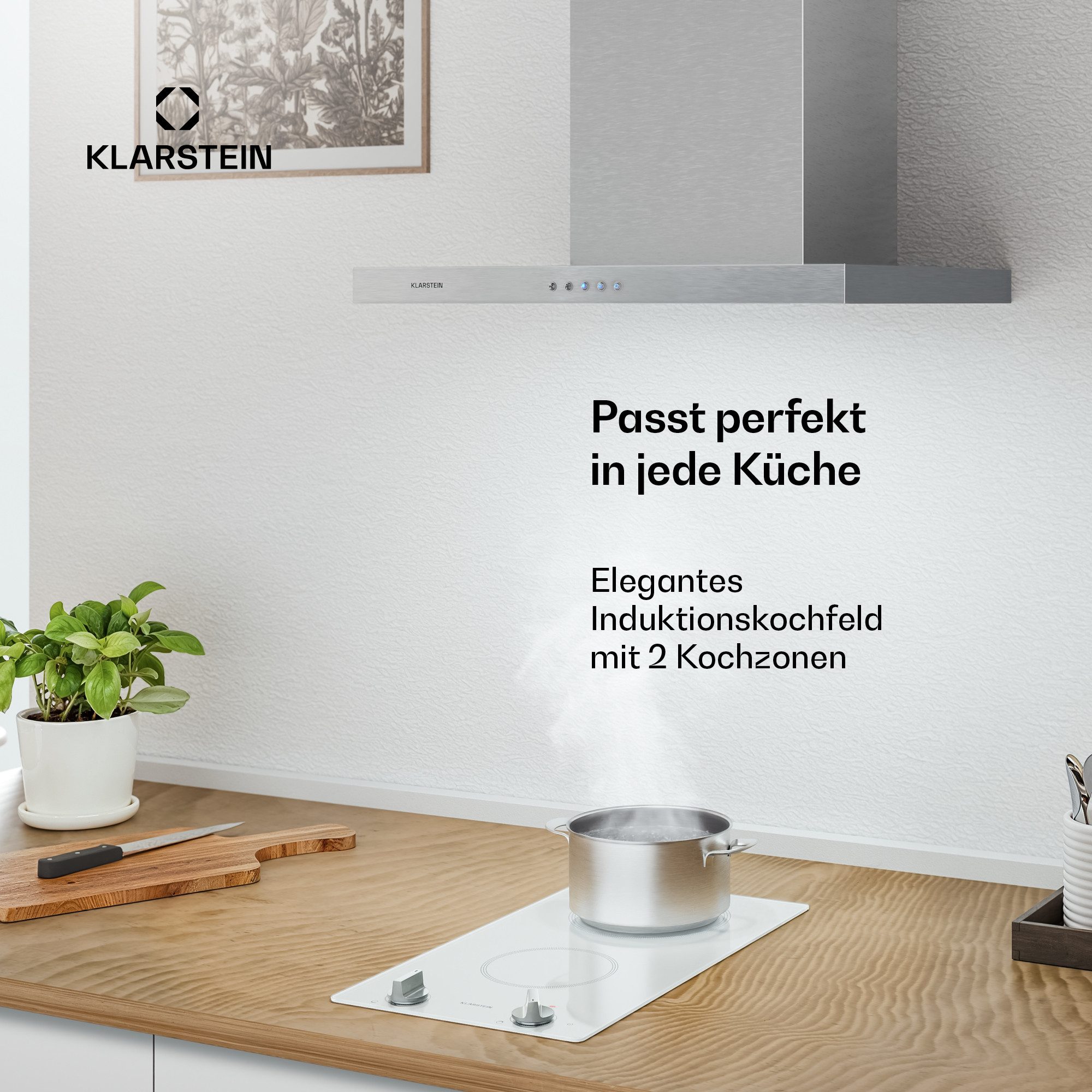 Klarstein Induktions-Kochfeld Kochheld, Induktionskochfeld Elegant & kraftvoll 2 Kochzonen 3500 W 30 cm