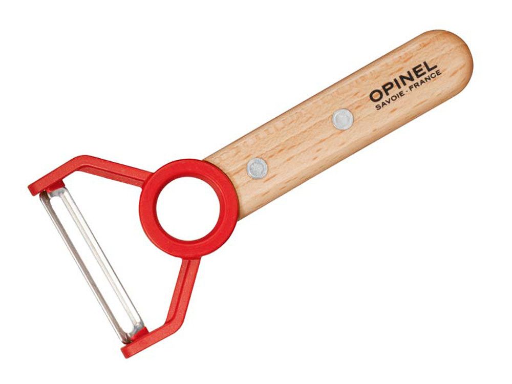 Opinel Messer-Set in den Farben rot, grün und dunkelblau erhältlich (Kochmesser + Sparschäler + Kunststoff-Schneidhilfe), Opinel Le Petit Chef, 3-teiliges Kinder Küchenmesser-Set