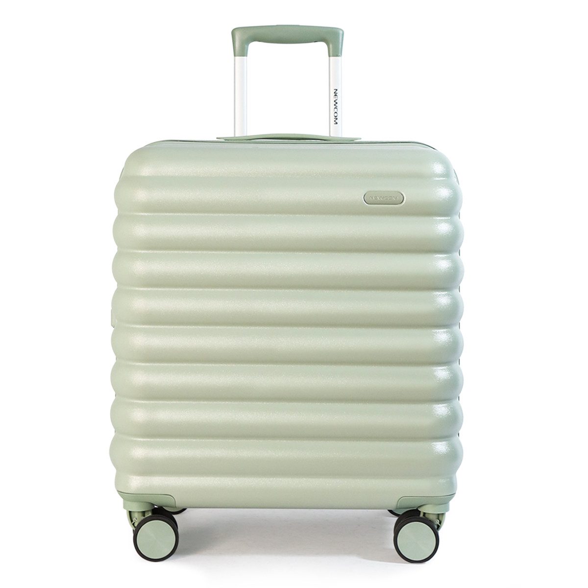 NEWCOM Hartschalen-Trolley Reisekoffer mit Nanotechnologie für antibakteriellen Schutz, 4 Rollen, Geräuschlose 360° Doppelrollen, 18 Zoll, ABS+PC, Grün