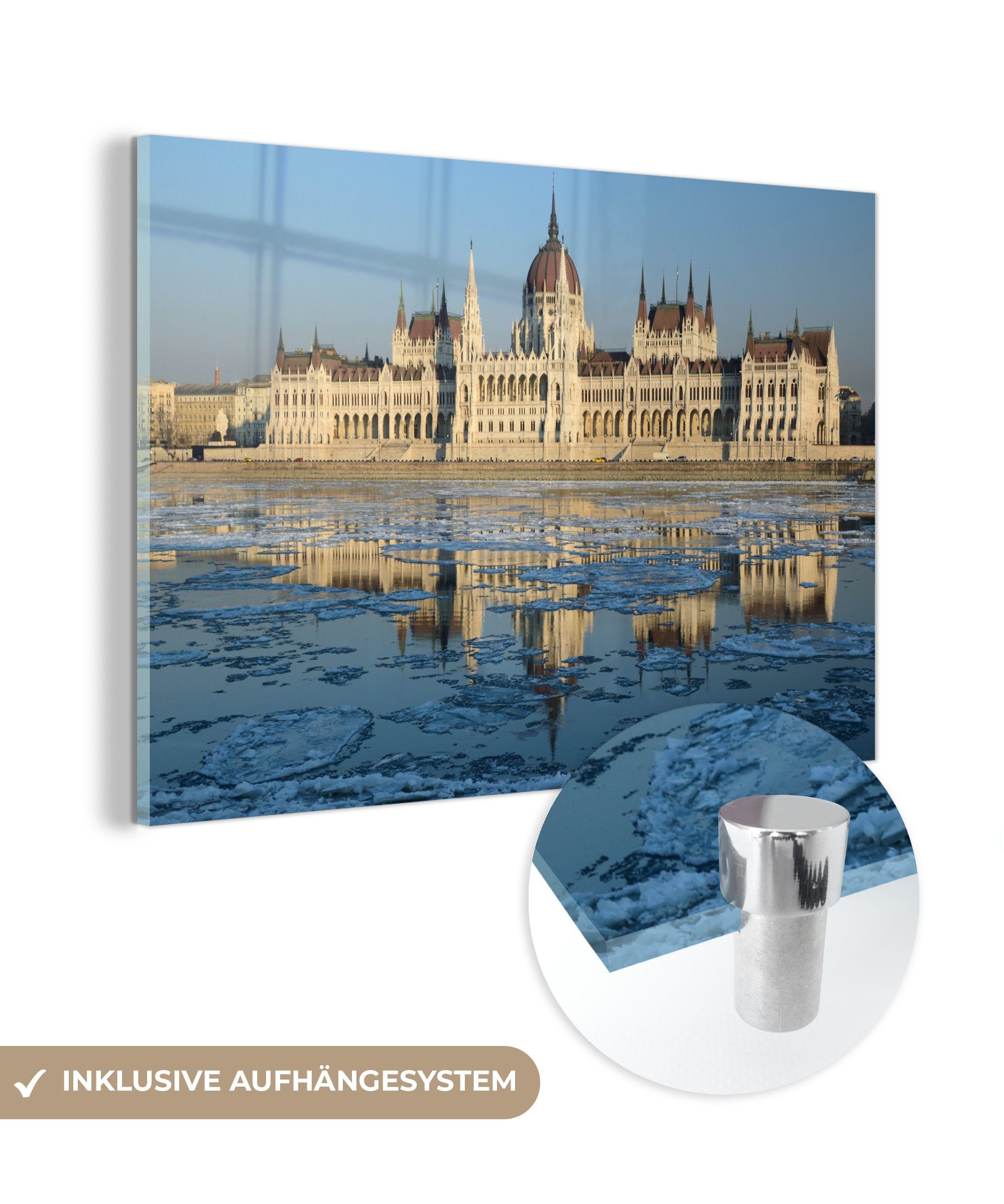 MuchoWow Acrylglasbild Das ungarische Parlamentsgebäude im europäischen Budapest, (1 St), Acrylglasbilder Wohnzimmer & Schlafzimmer