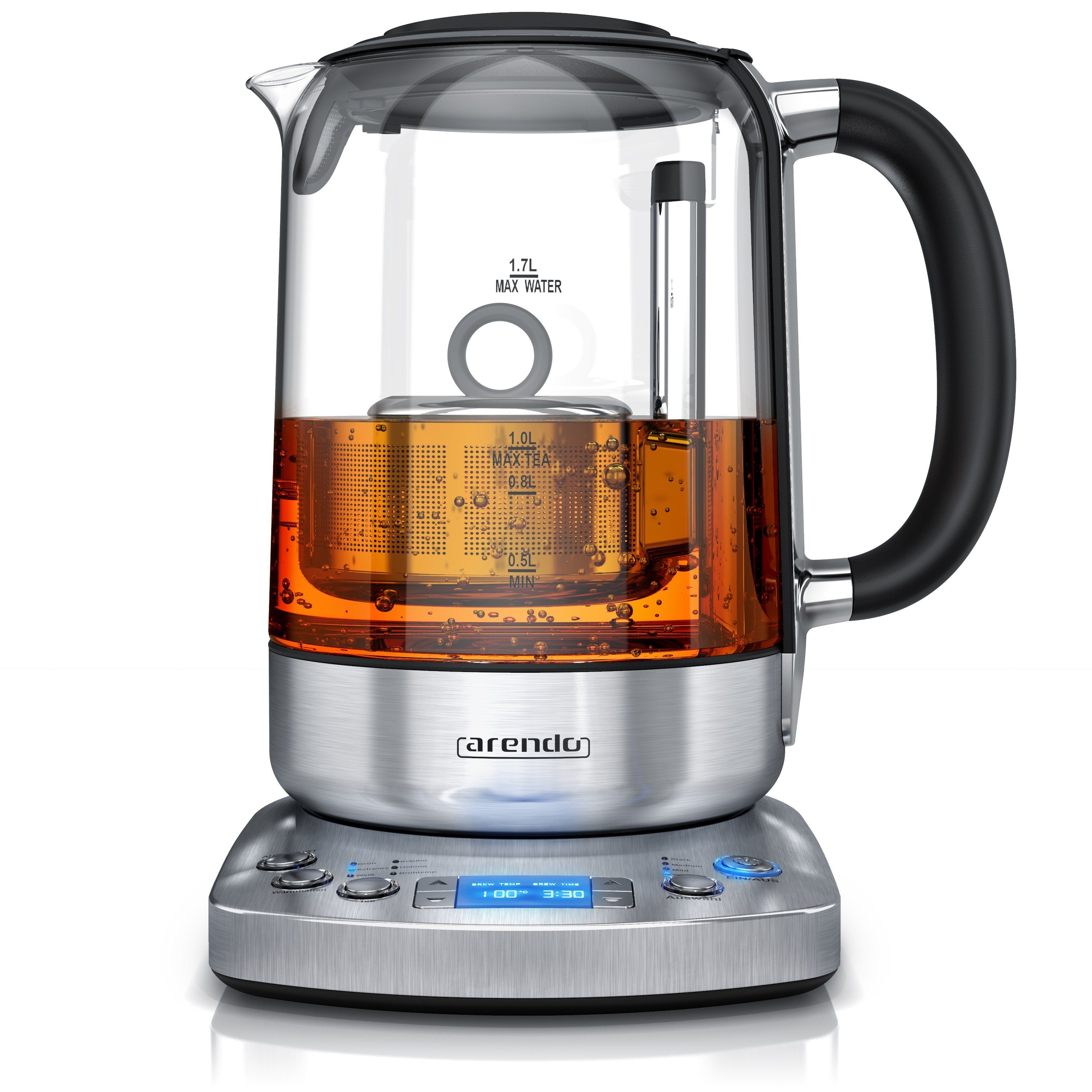 Arendo Wasser-/Teekocher, 2200 W, Wasserkocher und Teekocher mit Auto-Lift-Funktion Leva - 1,7 Liter