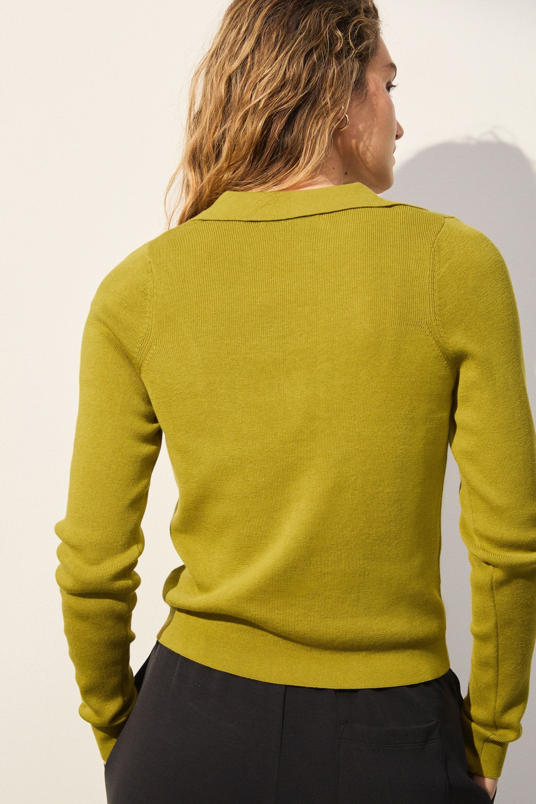 Next Polokragenpullover Weicher Polo-Strickpullover mit V-Ausschnitt günstig online kaufen