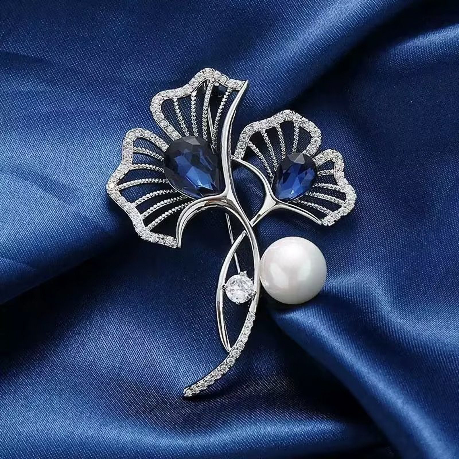 MayTree Brosche "Gingkoblätter mit Perle" (Stück, 1-tlg), Metallbrosche Gin günstig online kaufen