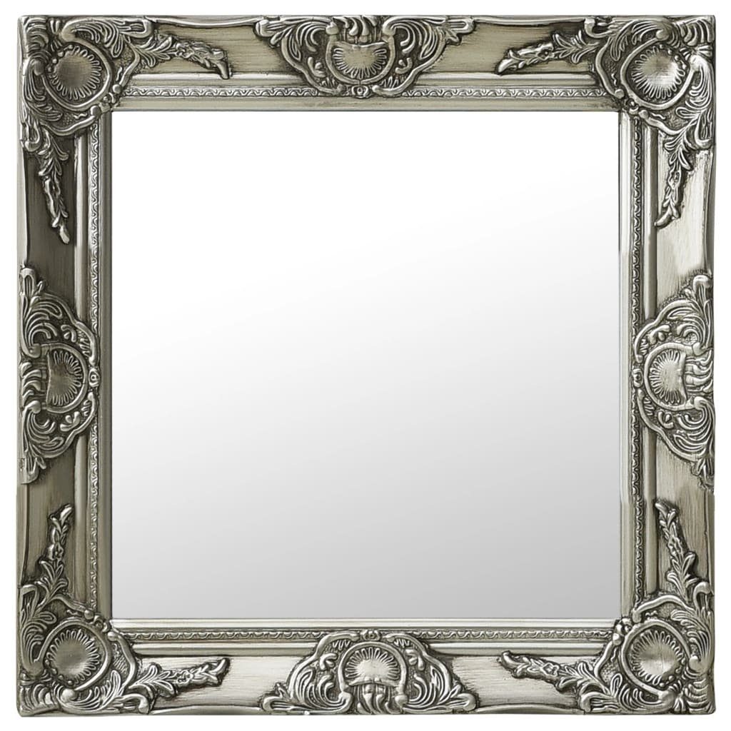 vidaXL Barockspiegel aus Holz und Glas in Silber (BxH: 50x50 cm)
