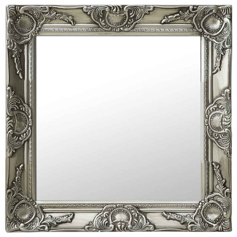 möbelando Barockspiegel 3002665 (BxH: 50x50 cm), aus Holz und Glas in Silber